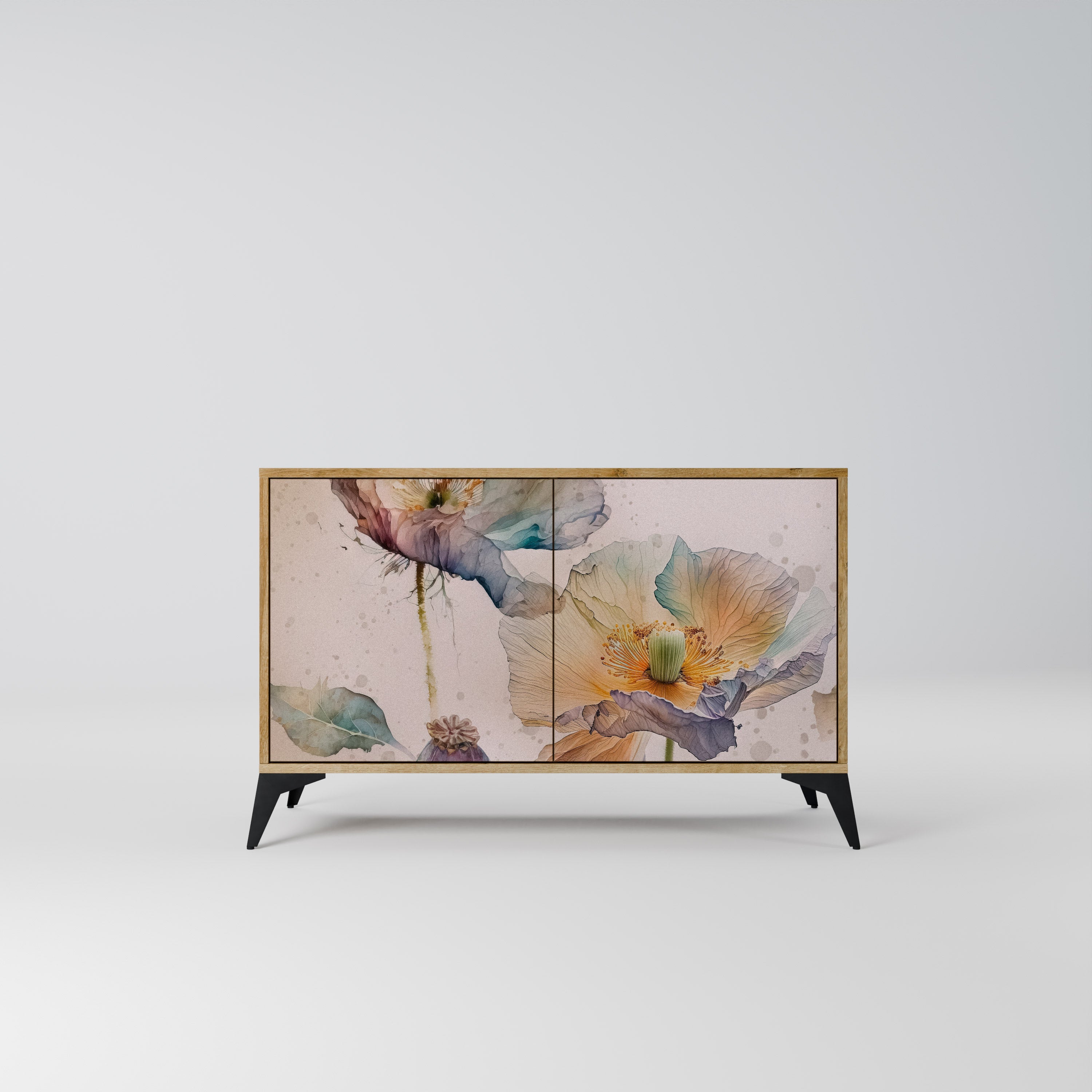 Buffet 2 portes SOFTEN POPPY effet chêne