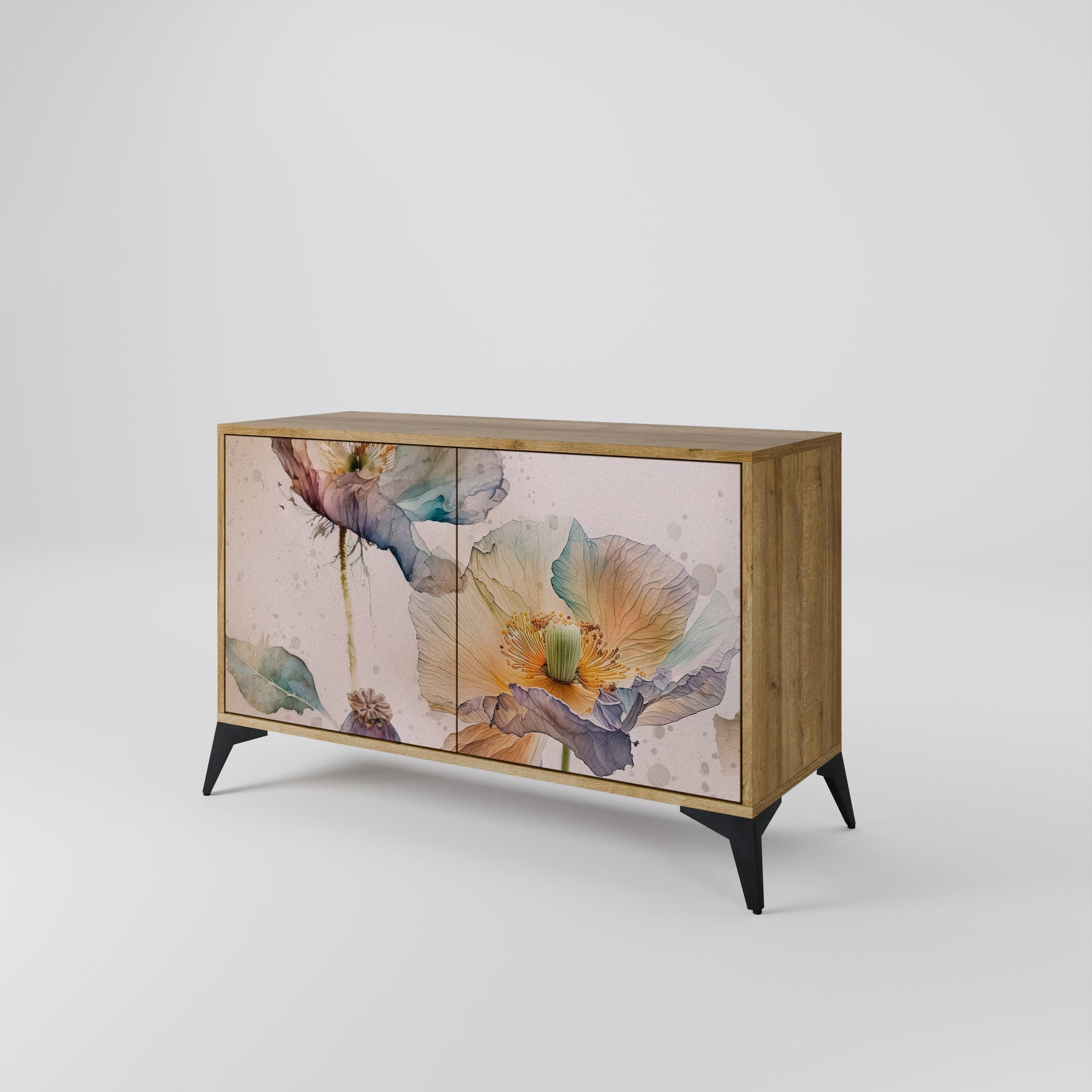 Buffet 2 portes SOFTEN POPPY effet chêne