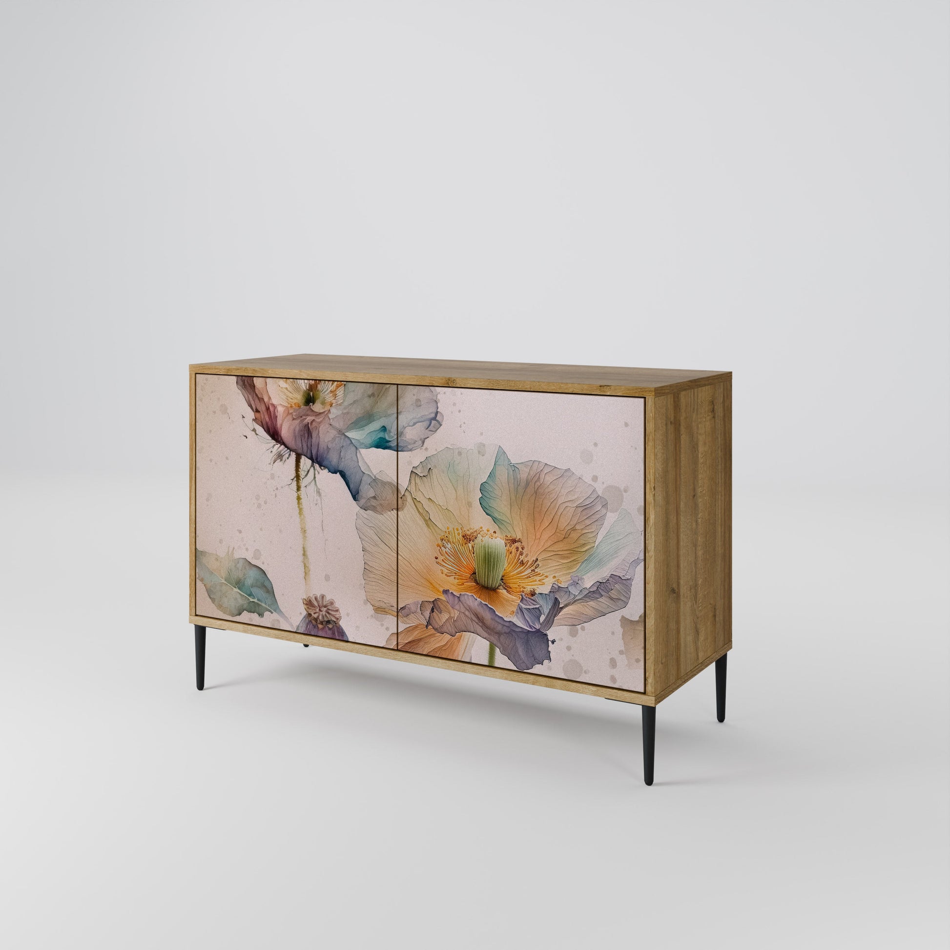 Buffet 2 portes SOFTEN POPPY effet chêne