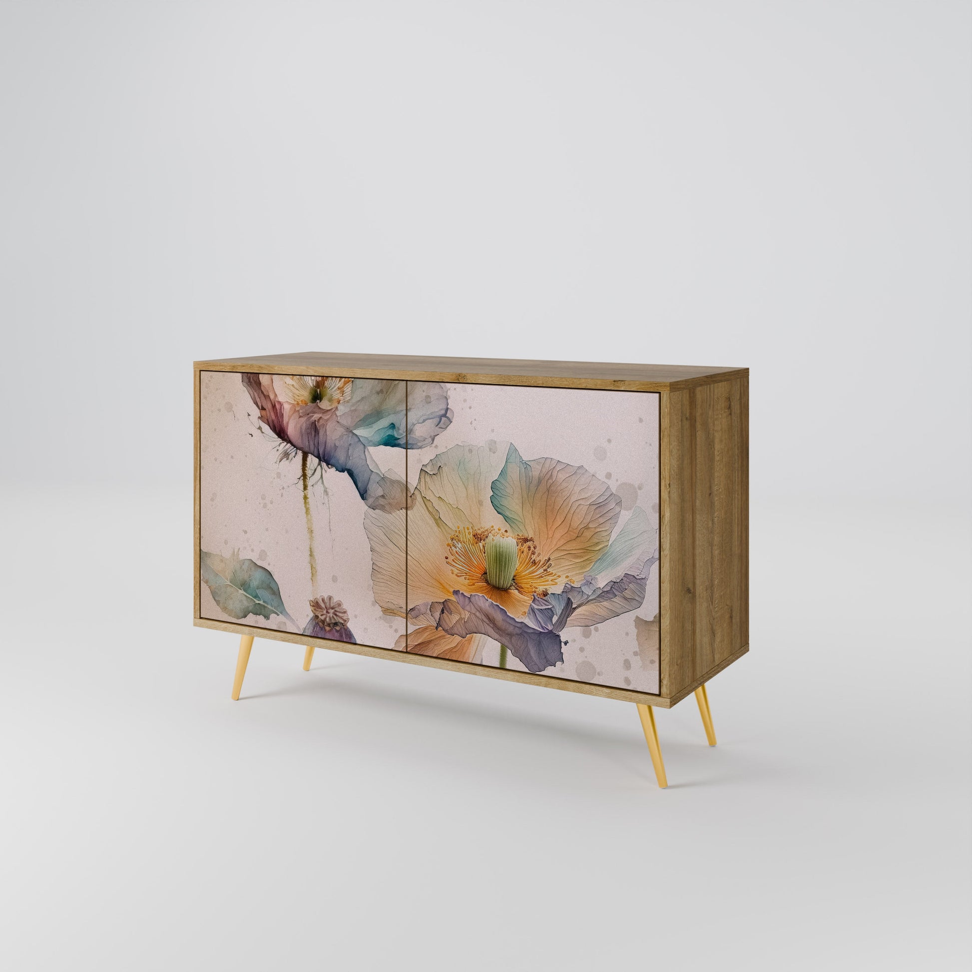Buffet 2 portes SOFTEN POPPY effet chêne