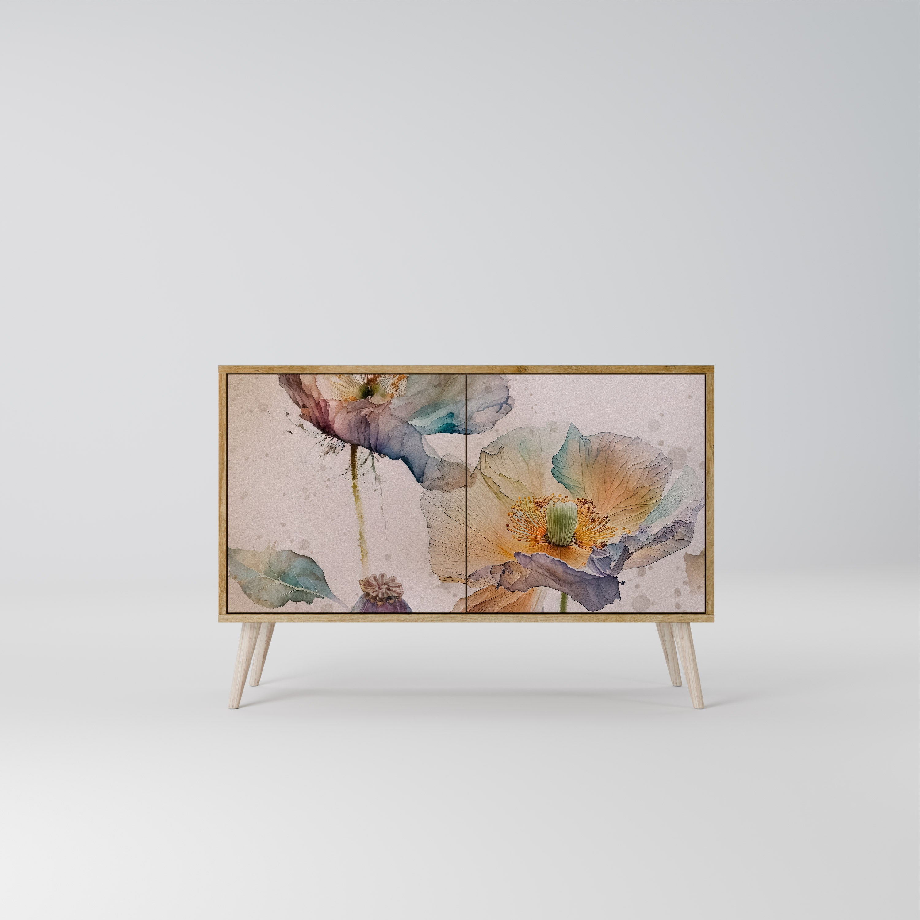 Buffet 2 portes SOFTEN POPPY effet chêne