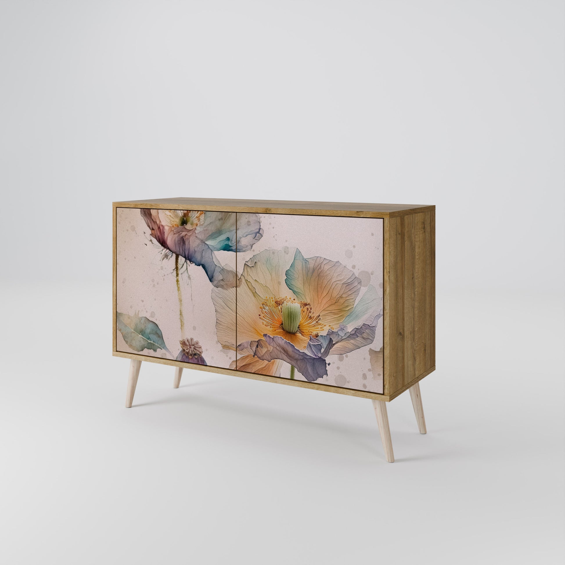 Buffet 2 portes SOFTEN POPPY effet chêne
