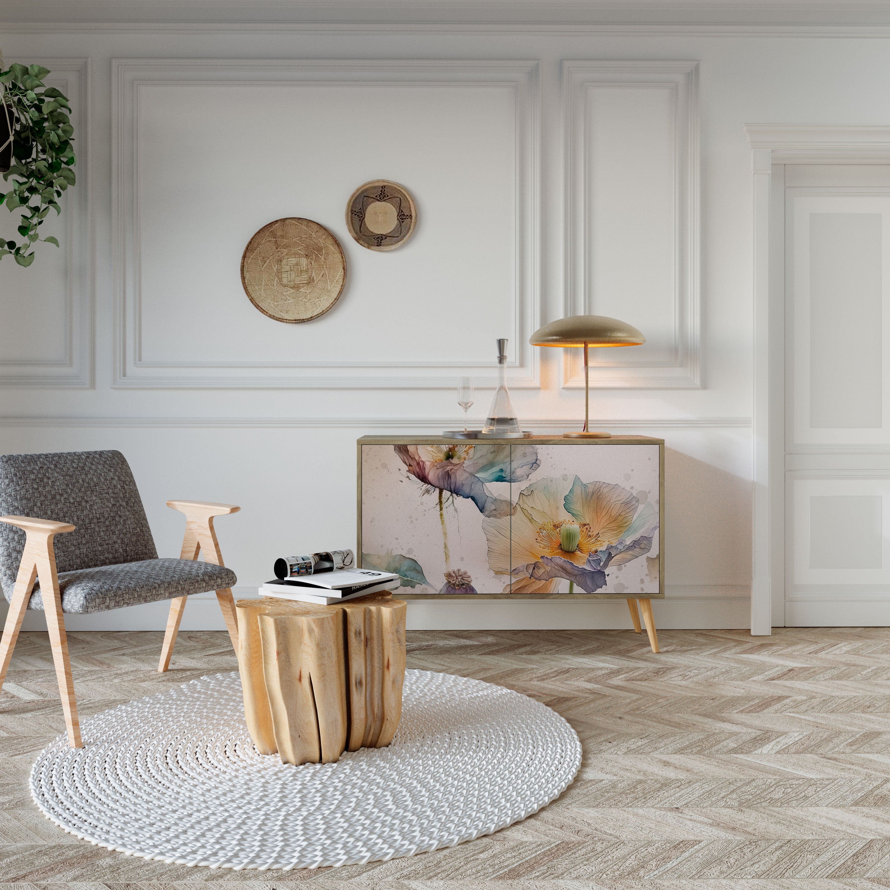 Buffet 2 portes SOFTEN POPPY effet chêne