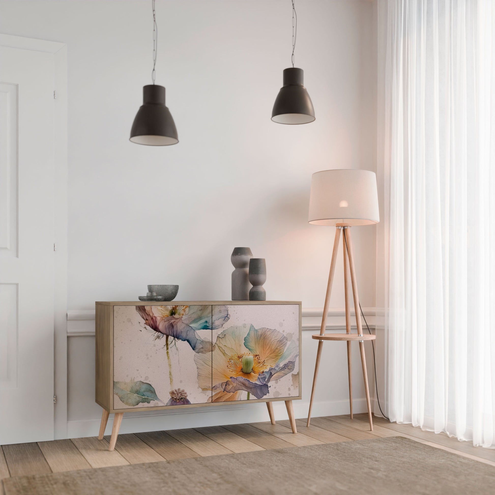 Buffet 2 portes SOFTEN POPPY effet chêne