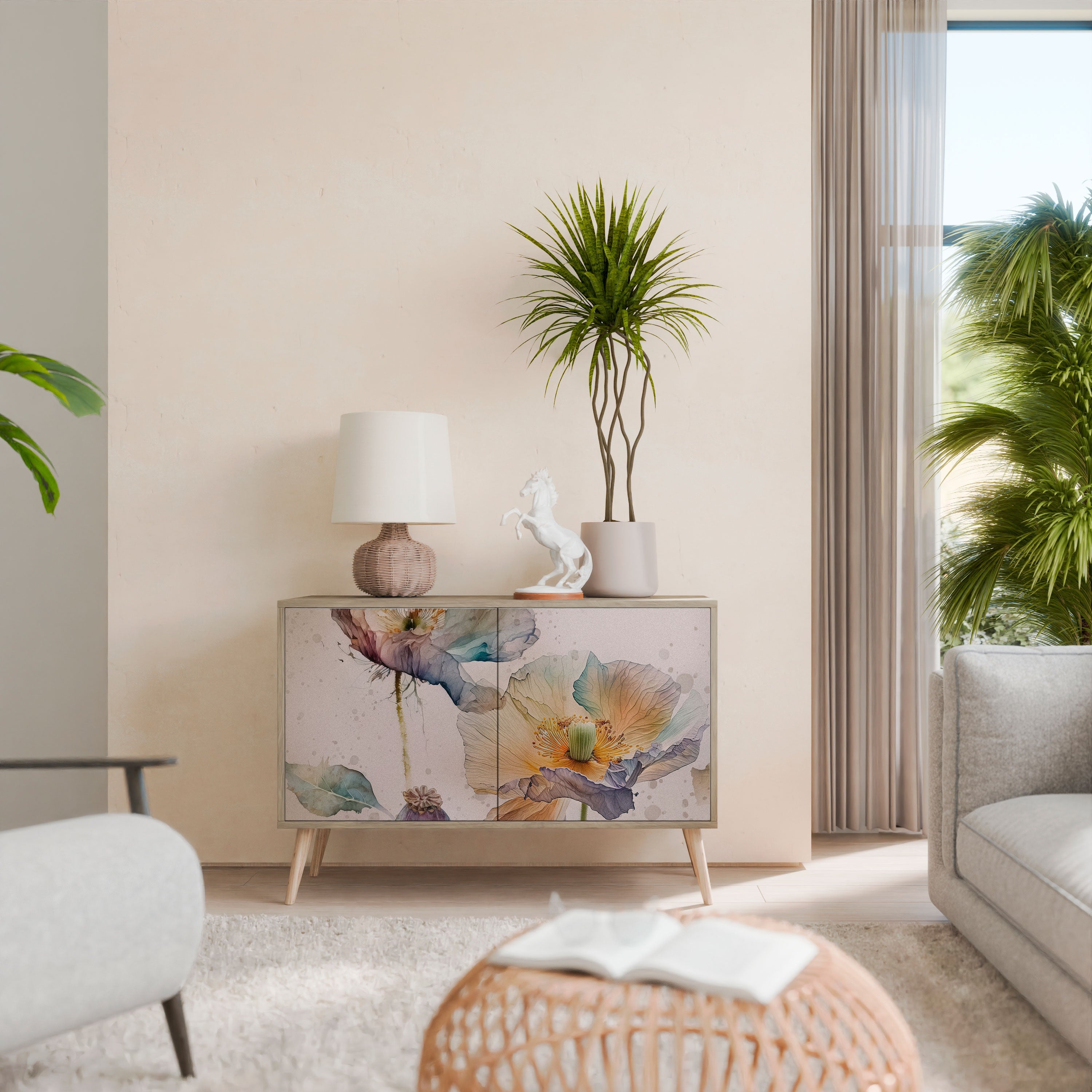 Buffet 2 portes SOFTEN POPPY effet chêne