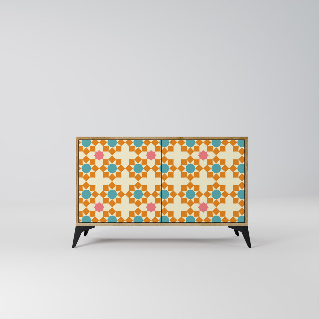 FLORAL DECOR 2-Door Sideboard in Oak Effect