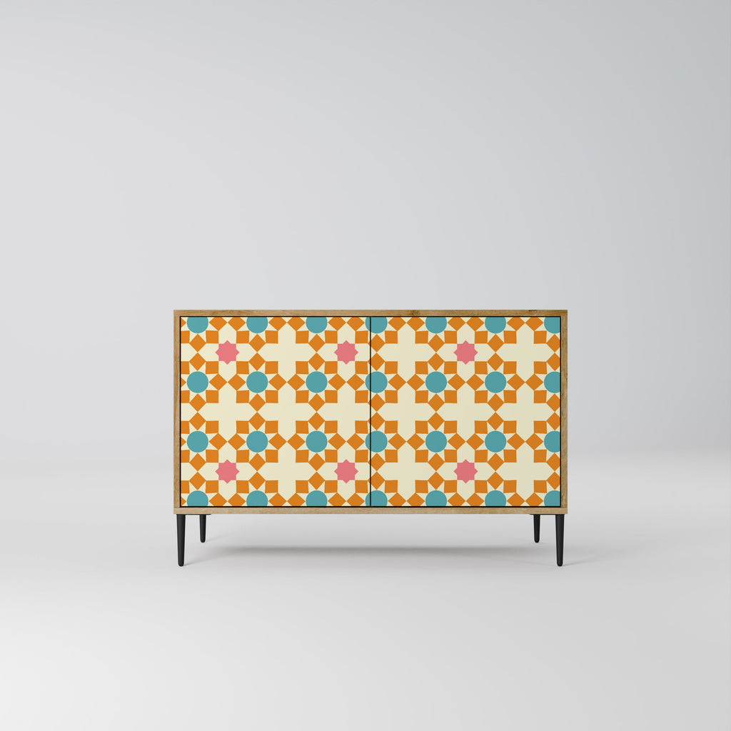 FLORAL DECOR 2-Door Sideboard in Oak Effect