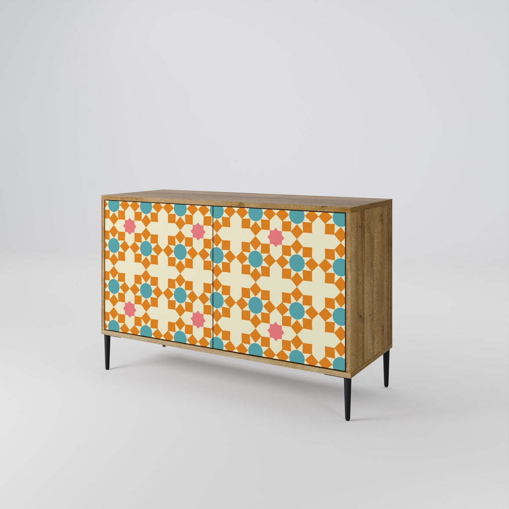 FLORAL DECOR 2-Door Sideboard in Oak Effect