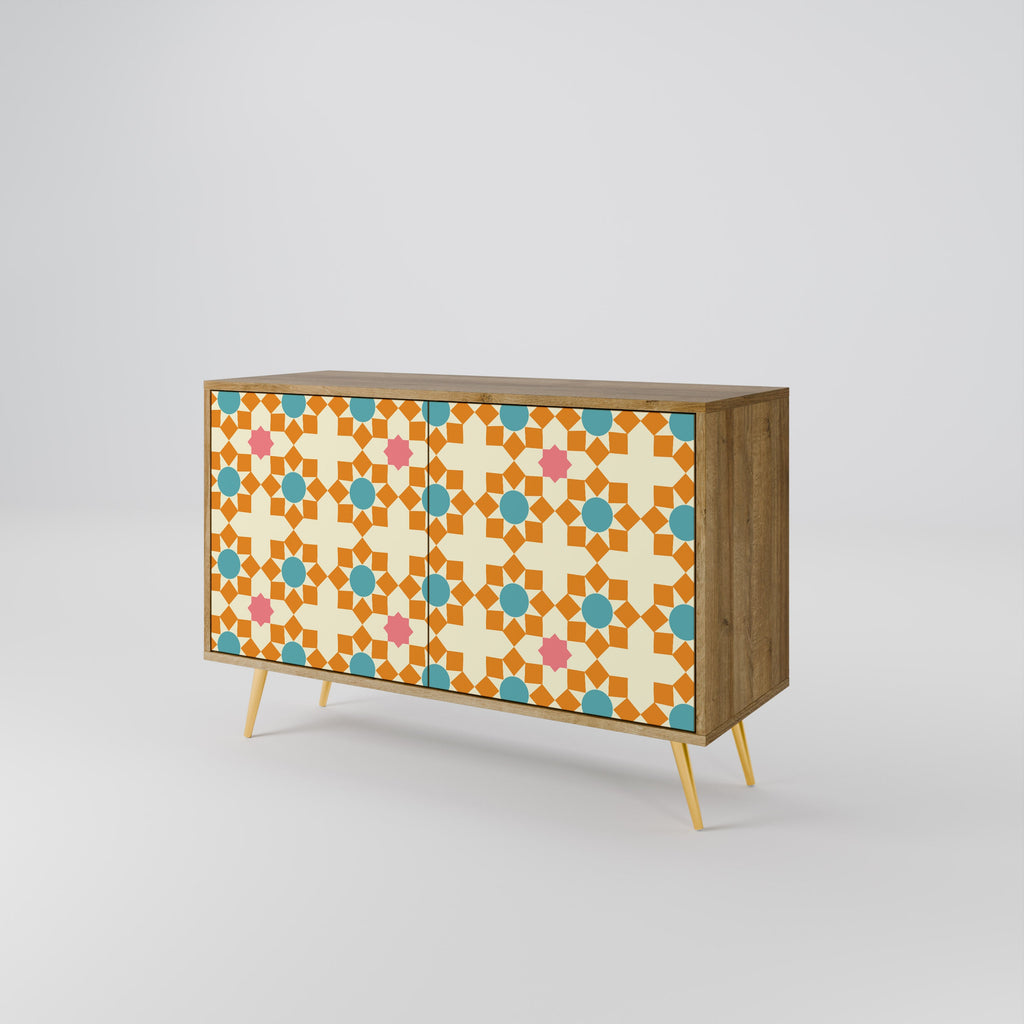 FLORAL DECOR 2-Door Sideboard in Oak Effect