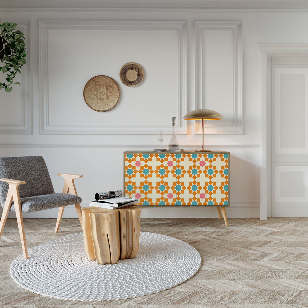FLORAL DECOR 2-Door Sideboard in Oak Effect