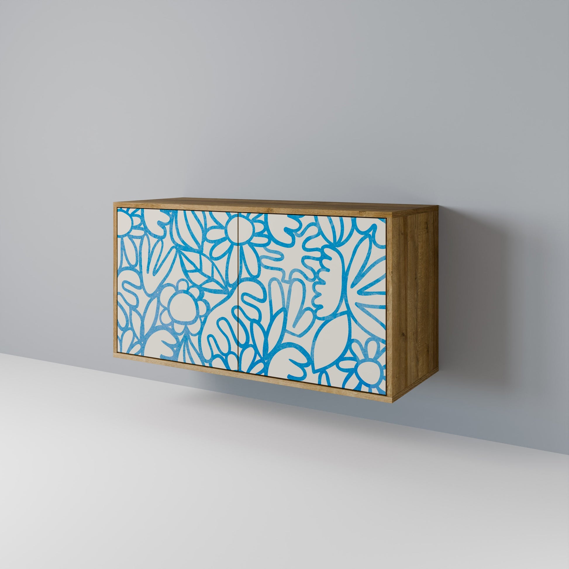 Buffet 2 portes BLOOMY MORNING effet chêne