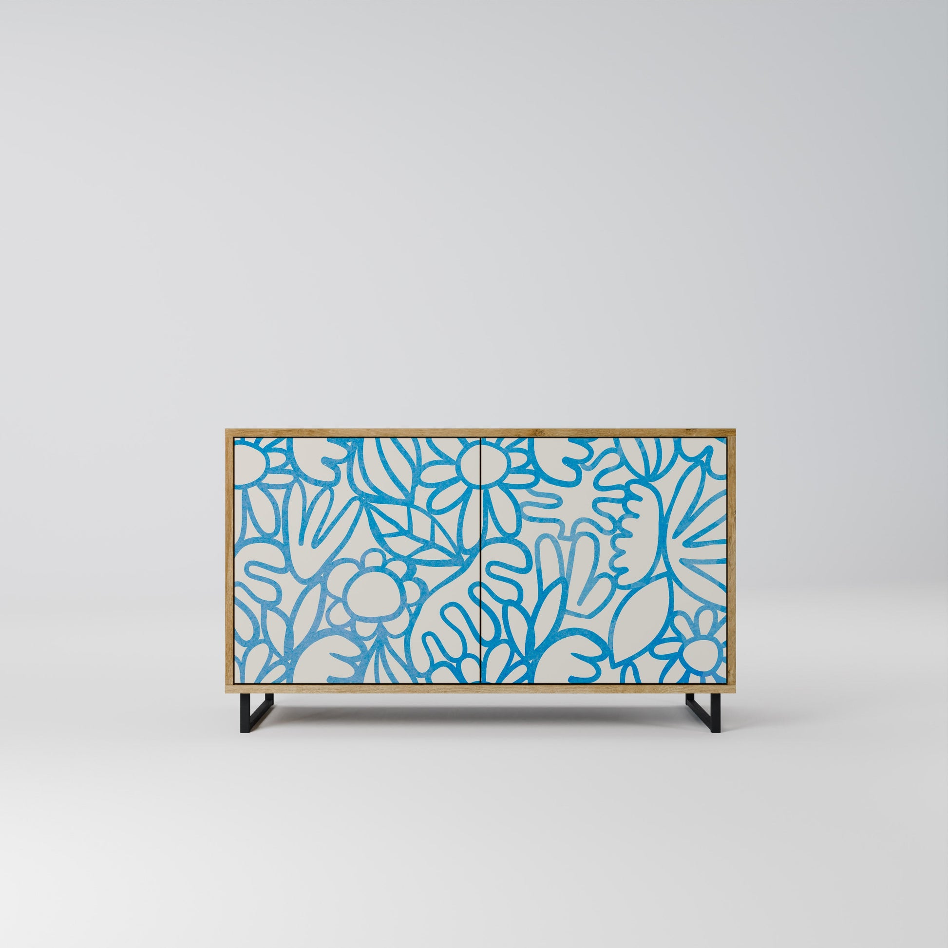 Buffet 2 portes BLOOMY MORNING effet chêne