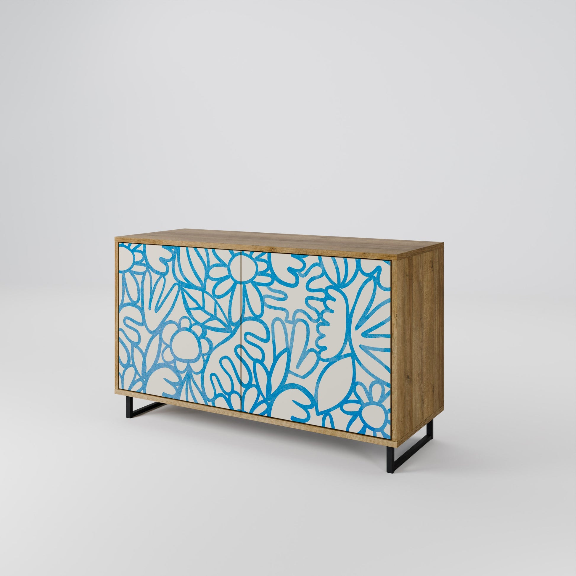 Buffet 2 portes BLOOMY MORNING effet chêne