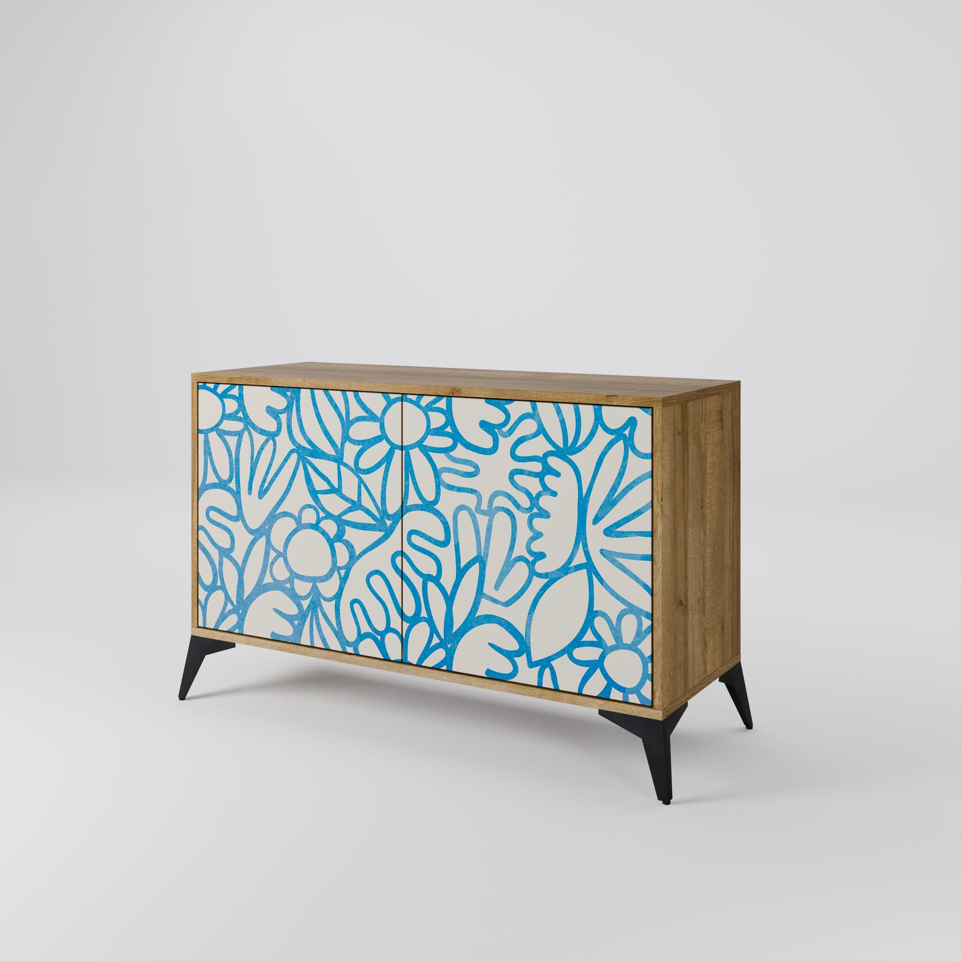 Buffet 2 portes BLOOMY MORNING effet chêne