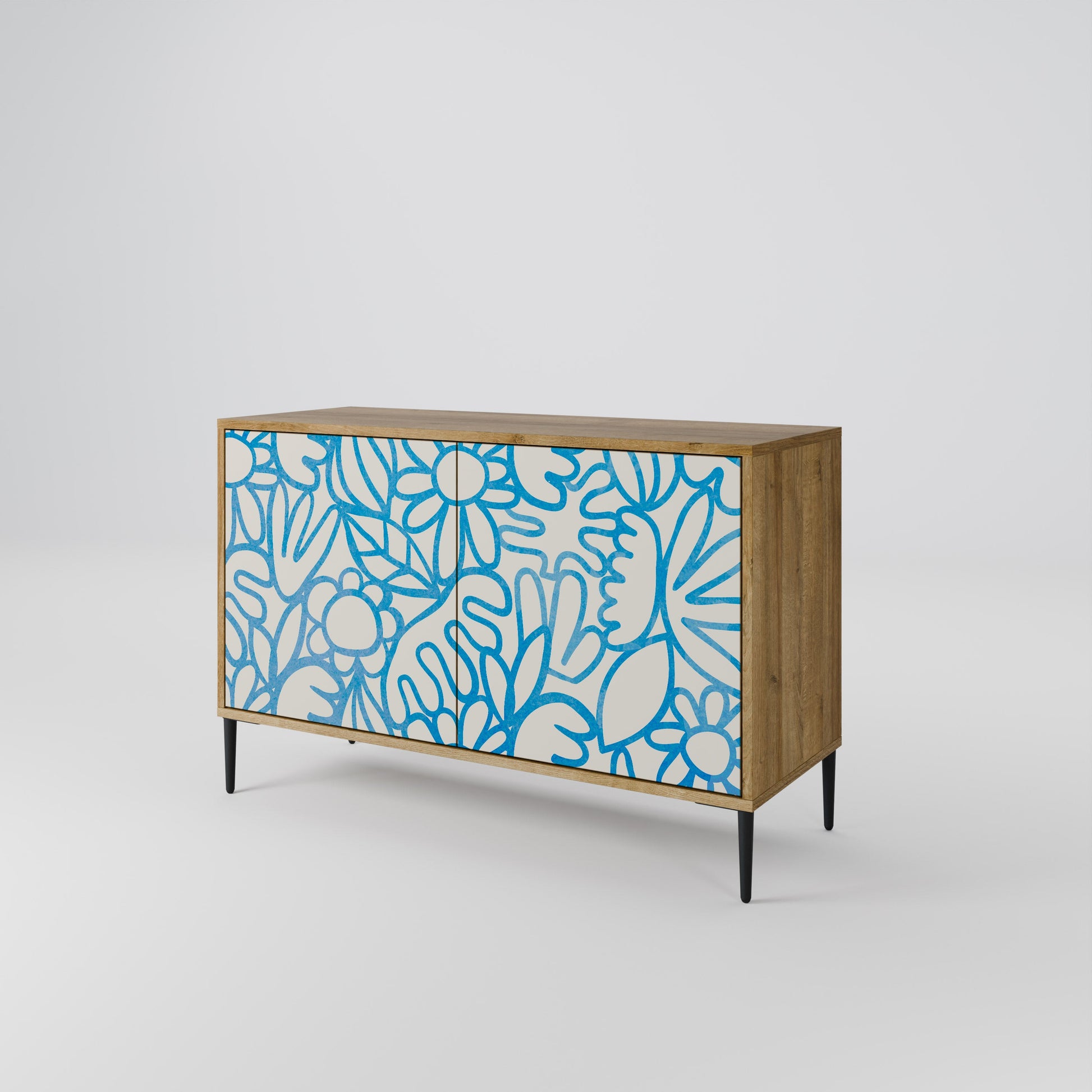 Buffet 2 portes BLOOMY MORNING effet chêne