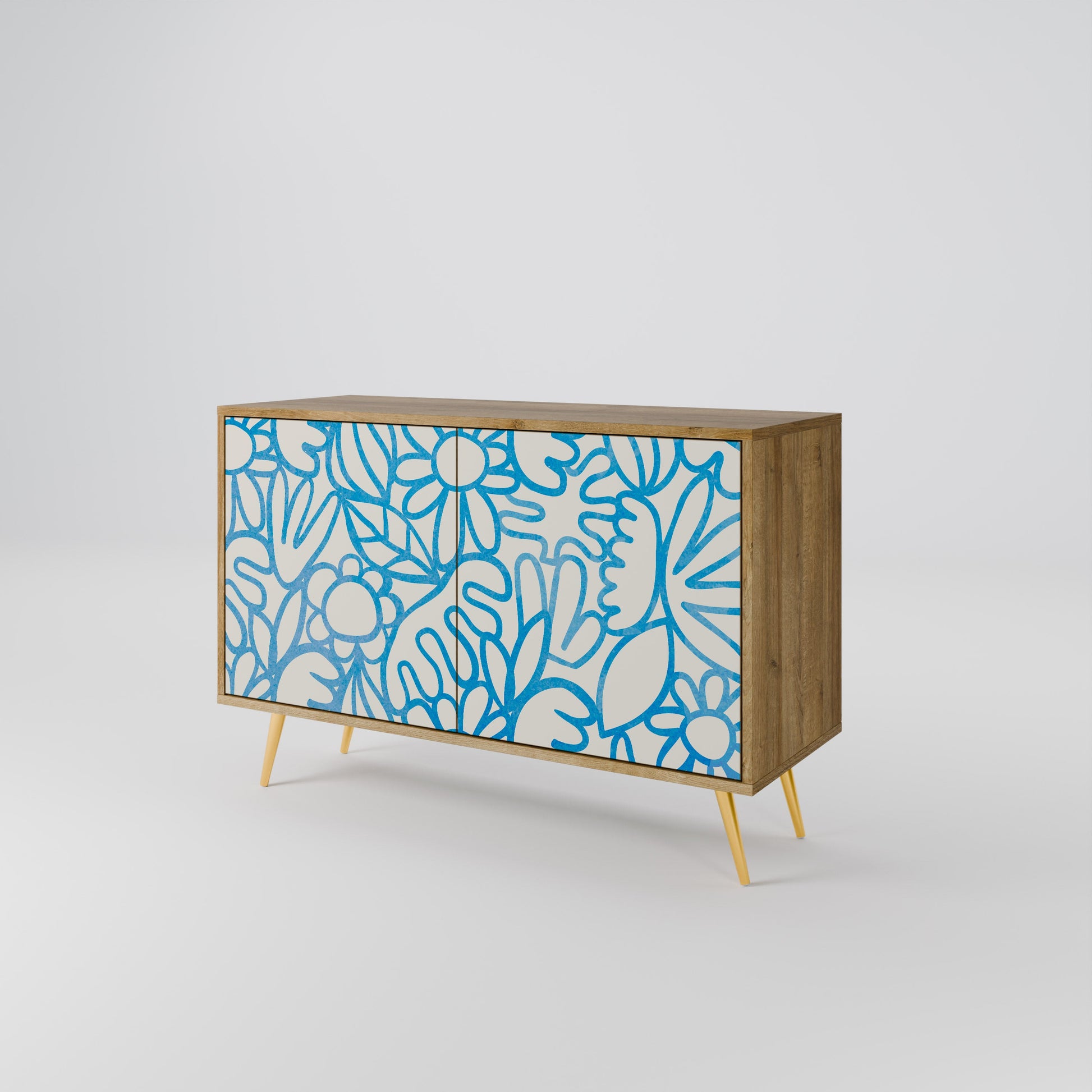 Buffet 2 portes BLOOMY MORNING effet chêne