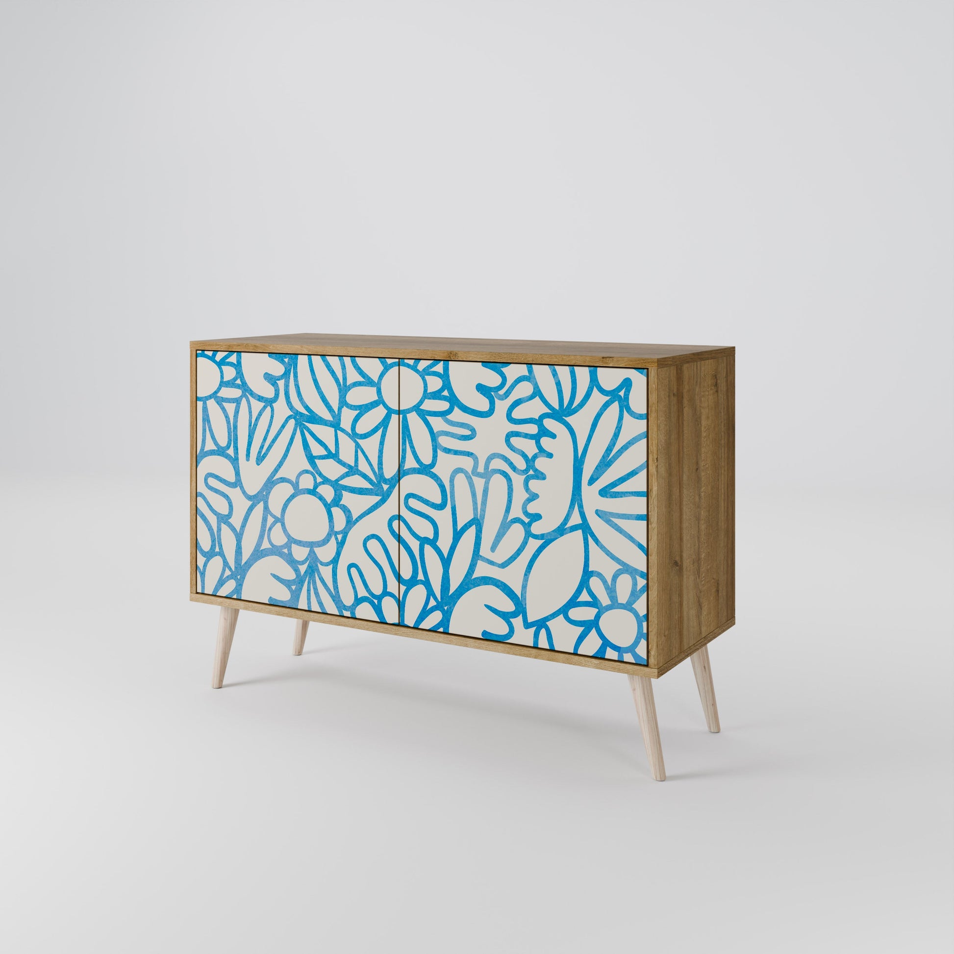 Buffet 2 portes BLOOMY MORNING effet chêne
