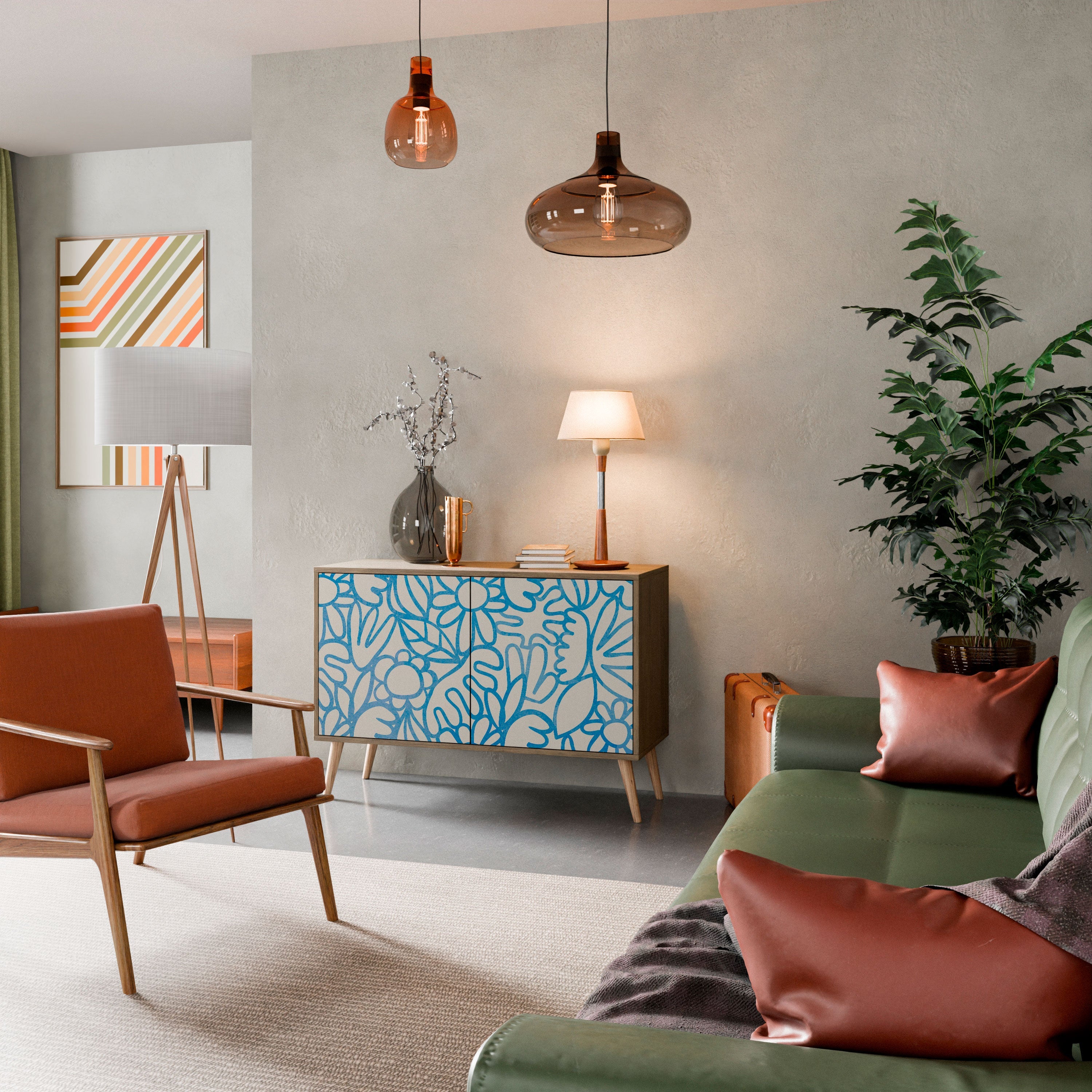 Buffet 2 portes BLOOMY MORNING effet chêne