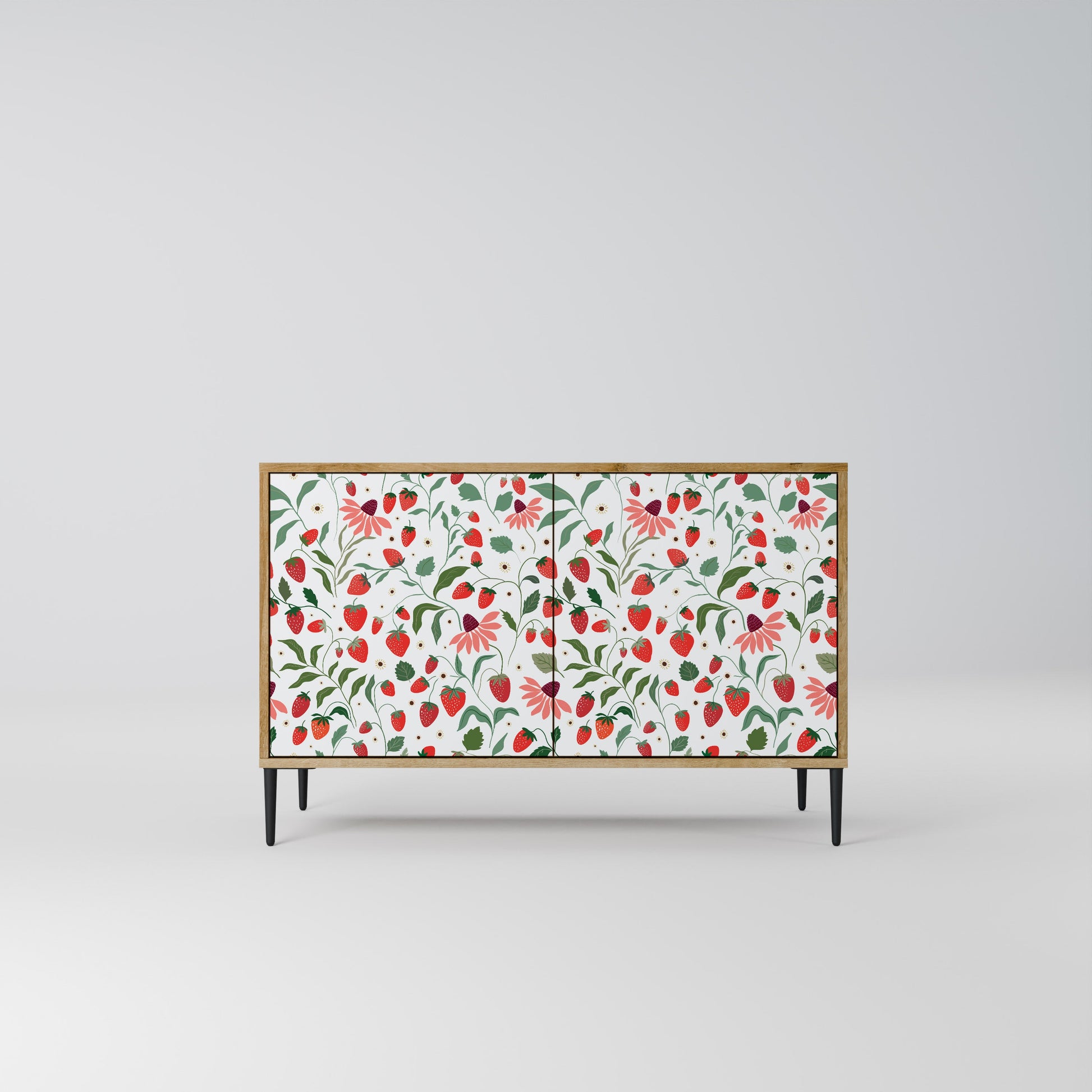 Buffet 2 portes effet chêne FLEURS ET FRAISES
