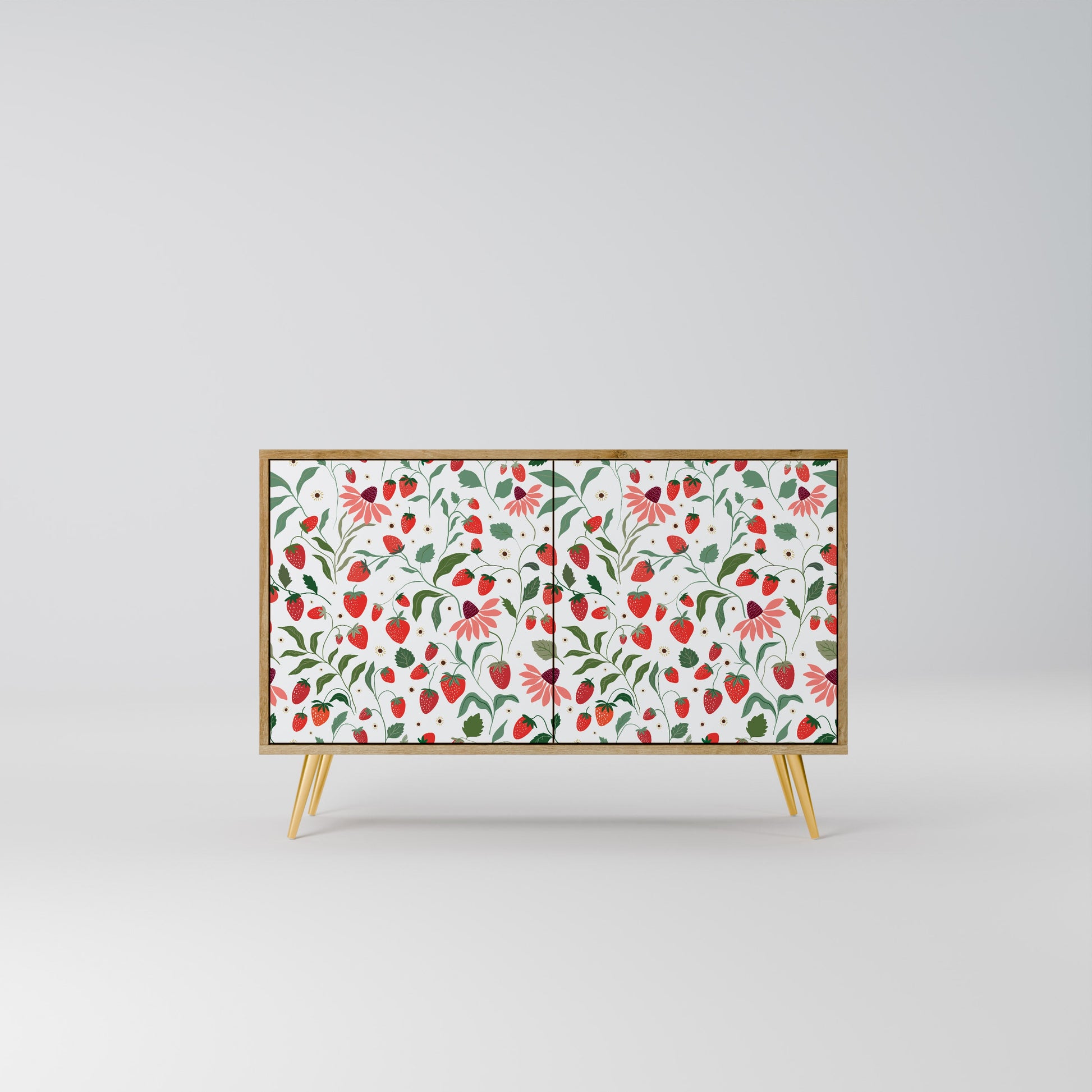 Buffet 2 portes effet chêne FLEURS ET FRAISES