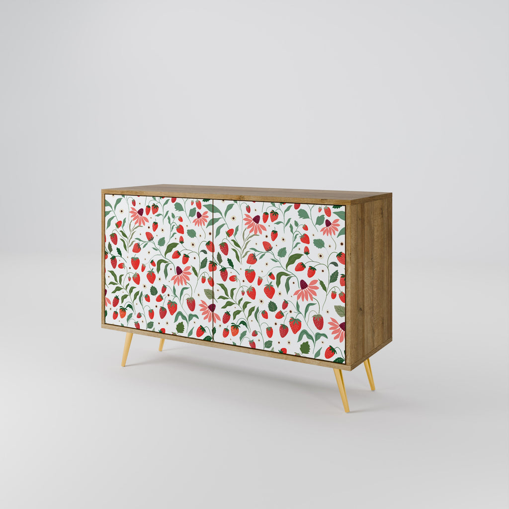 Buffet 2 portes effet chêne FLEURS ET FRAISES