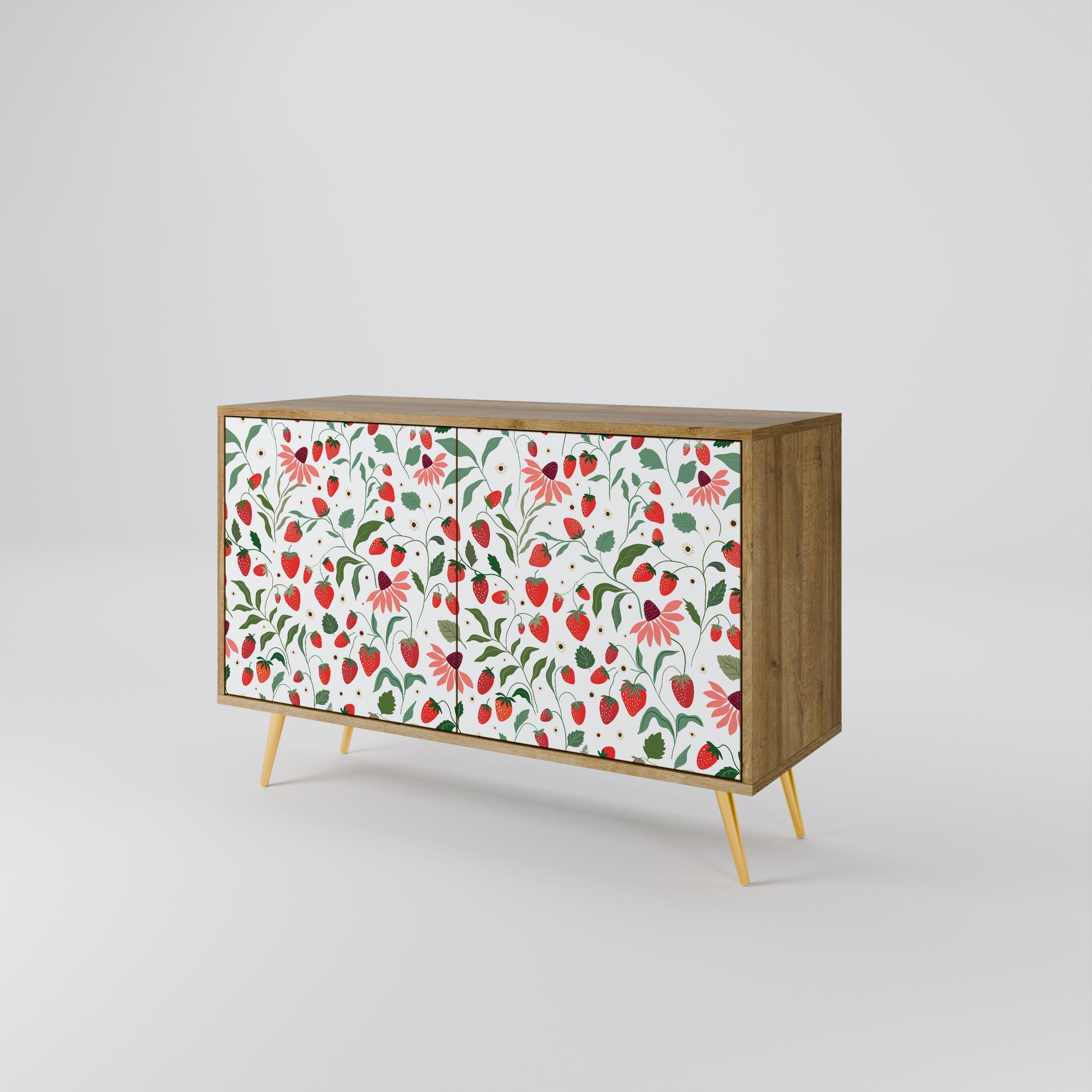 Buffet 2 portes effet chêne FLEURS ET FRAISES