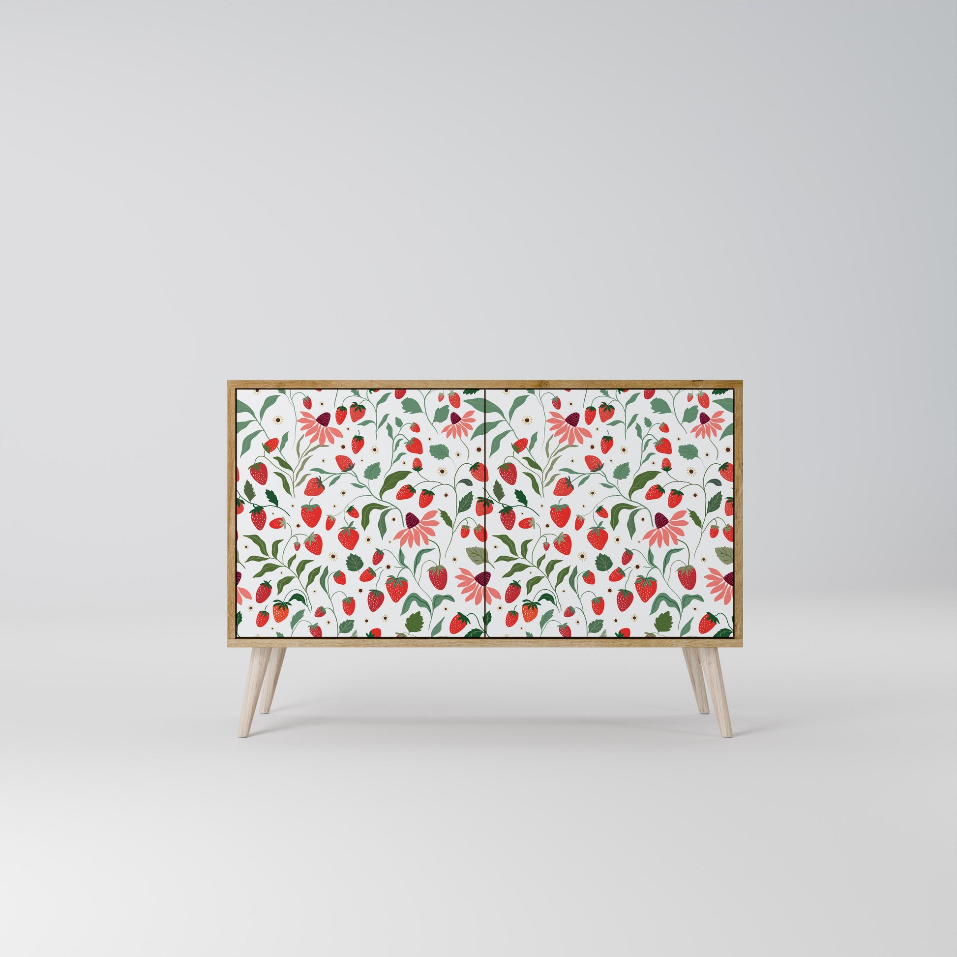 Buffet 2 portes effet chêne FLEURS ET FRAISES