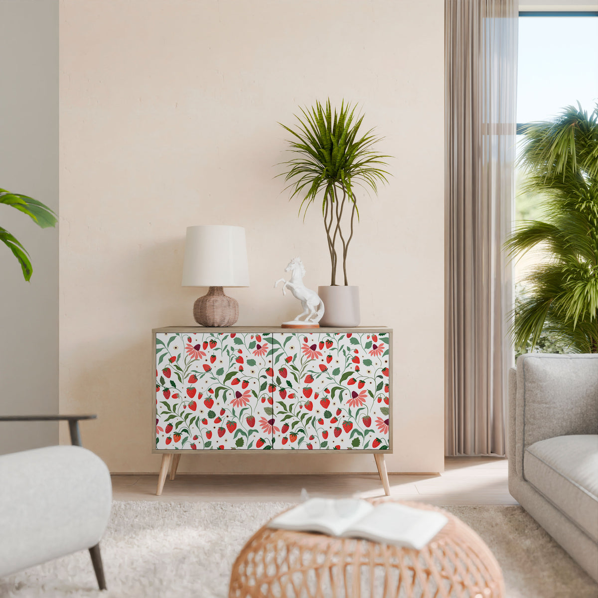 FLOWERS AND STRAWBERRIES 2-Door Sideboard