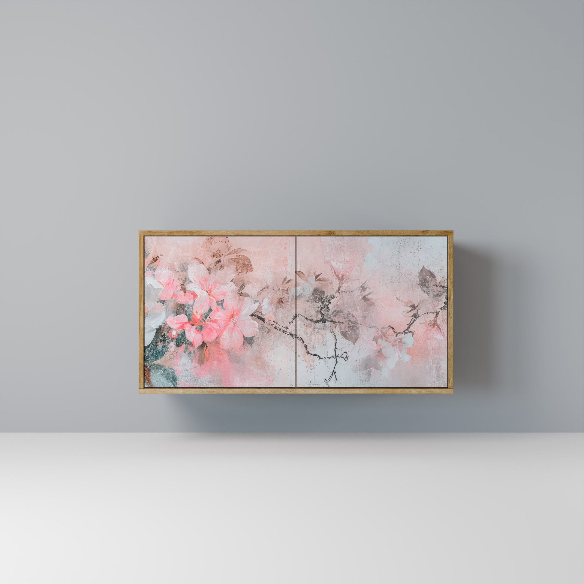 Buffet 2 portes CHERRY BLOSSOM effet chêne