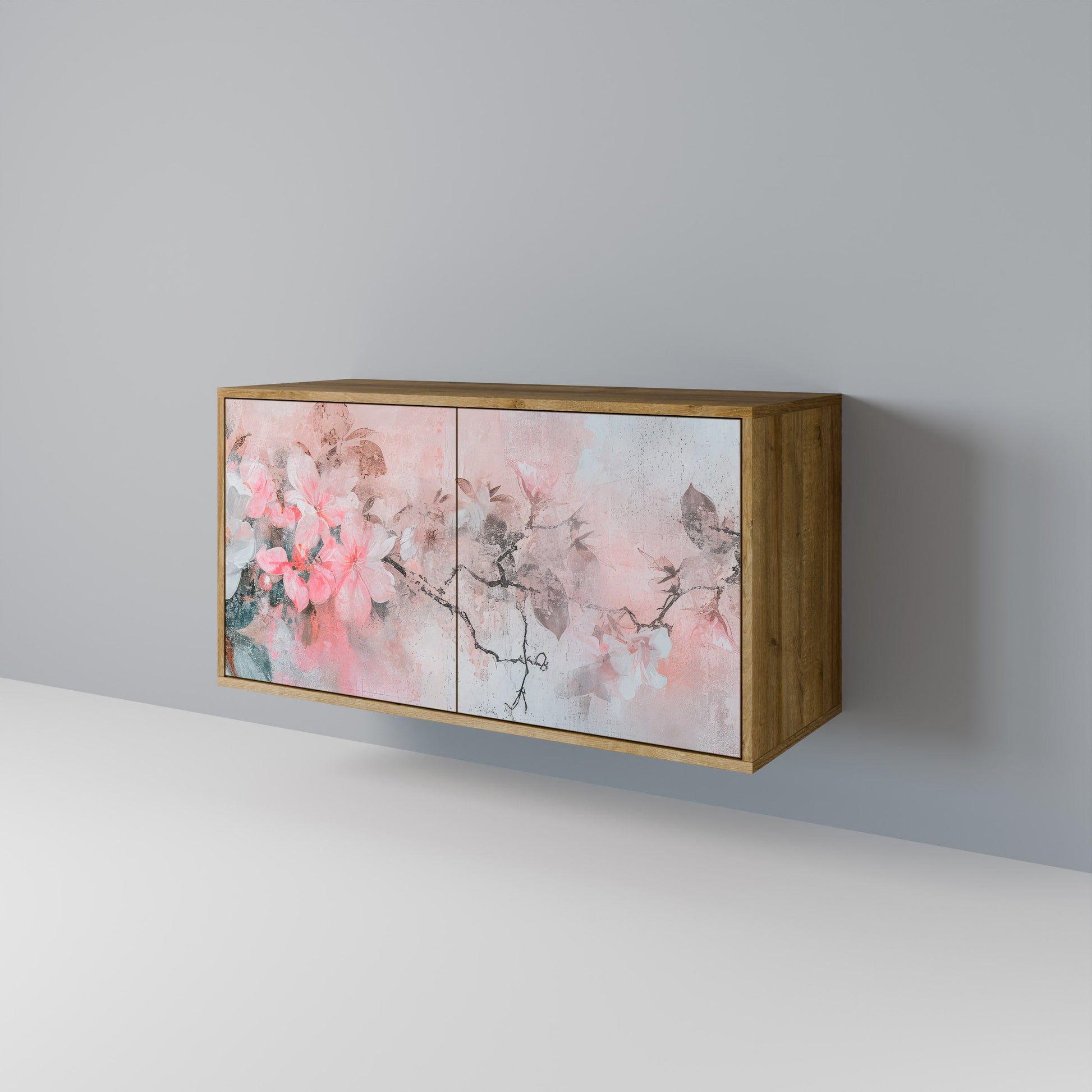 Buffet 2 portes CHERRY BLOSSOM effet chêne
