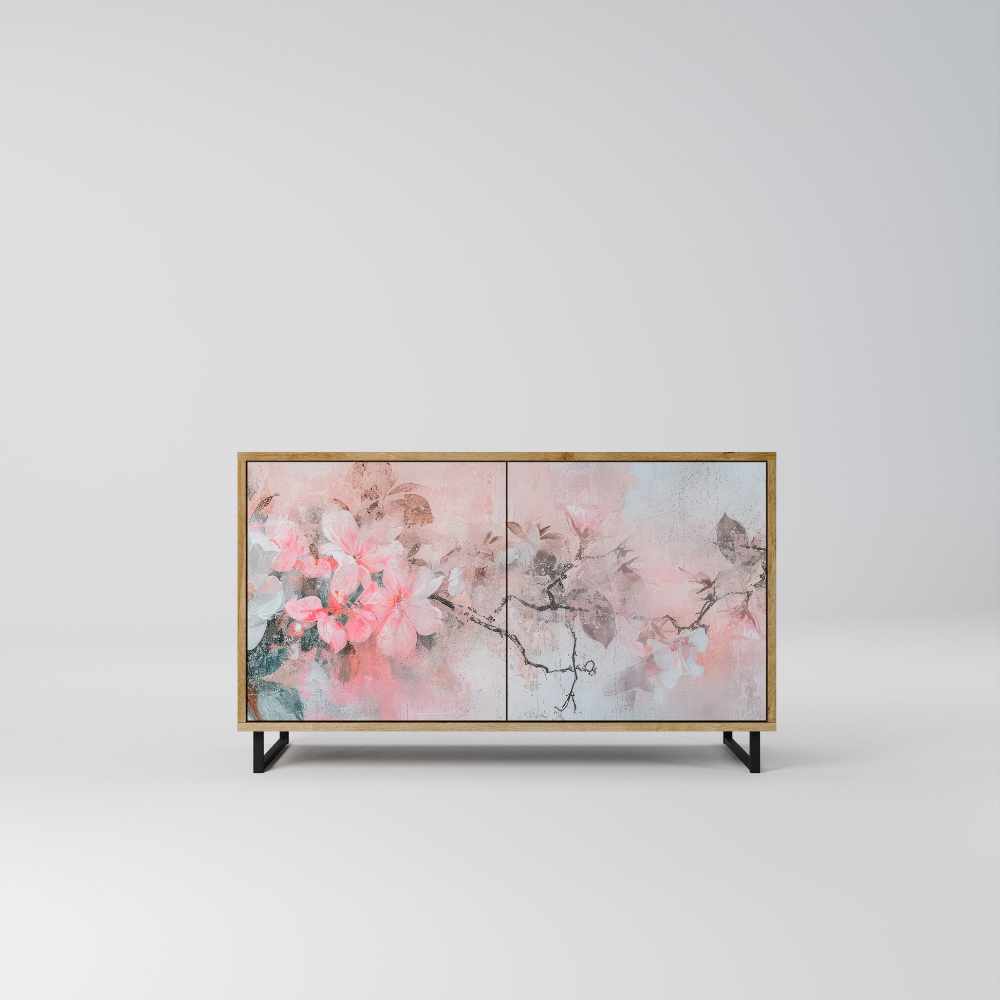 Buffet 2 portes CHERRY BLOSSOM effet chêne