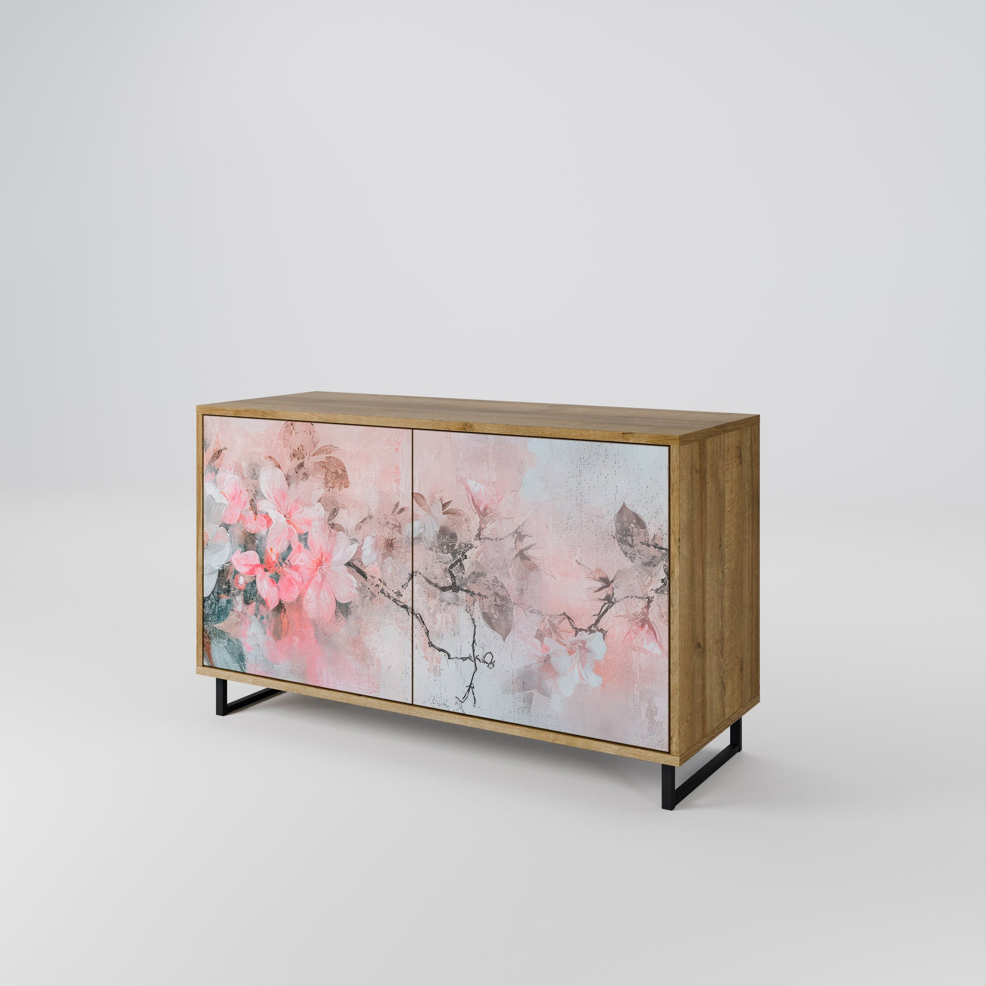 Buffet 2 portes CHERRY BLOSSOM effet chêne