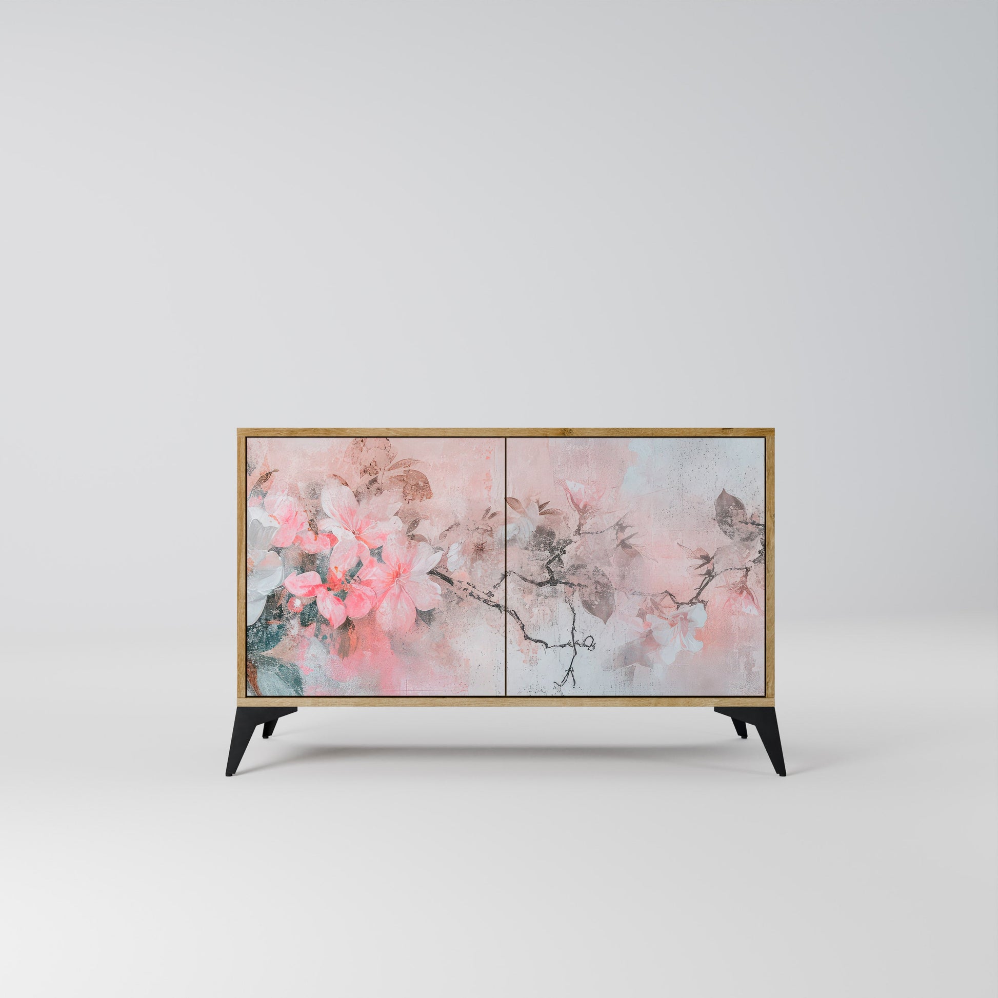 Buffet 2 portes CHERRY BLOSSOM effet chêne