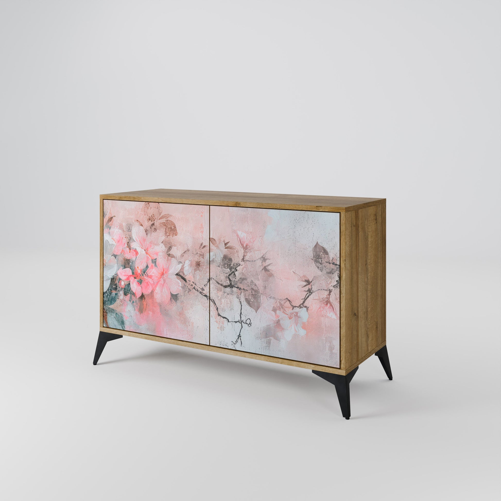 Buffet 2 portes CHERRY BLOSSOM effet chêne