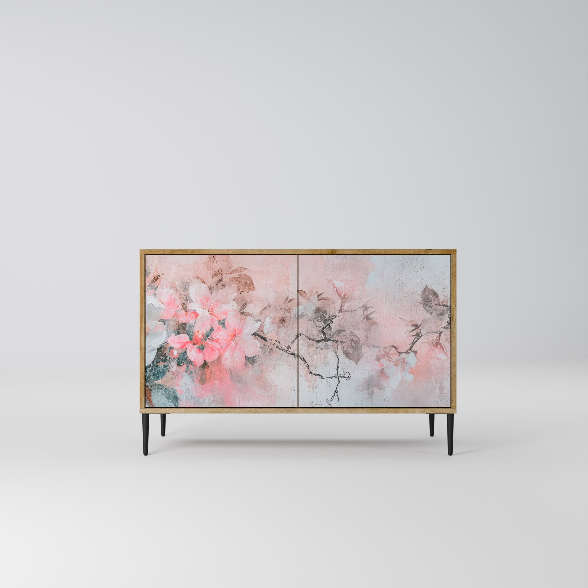 Buffet 2 portes CHERRY BLOSSOM effet chêne