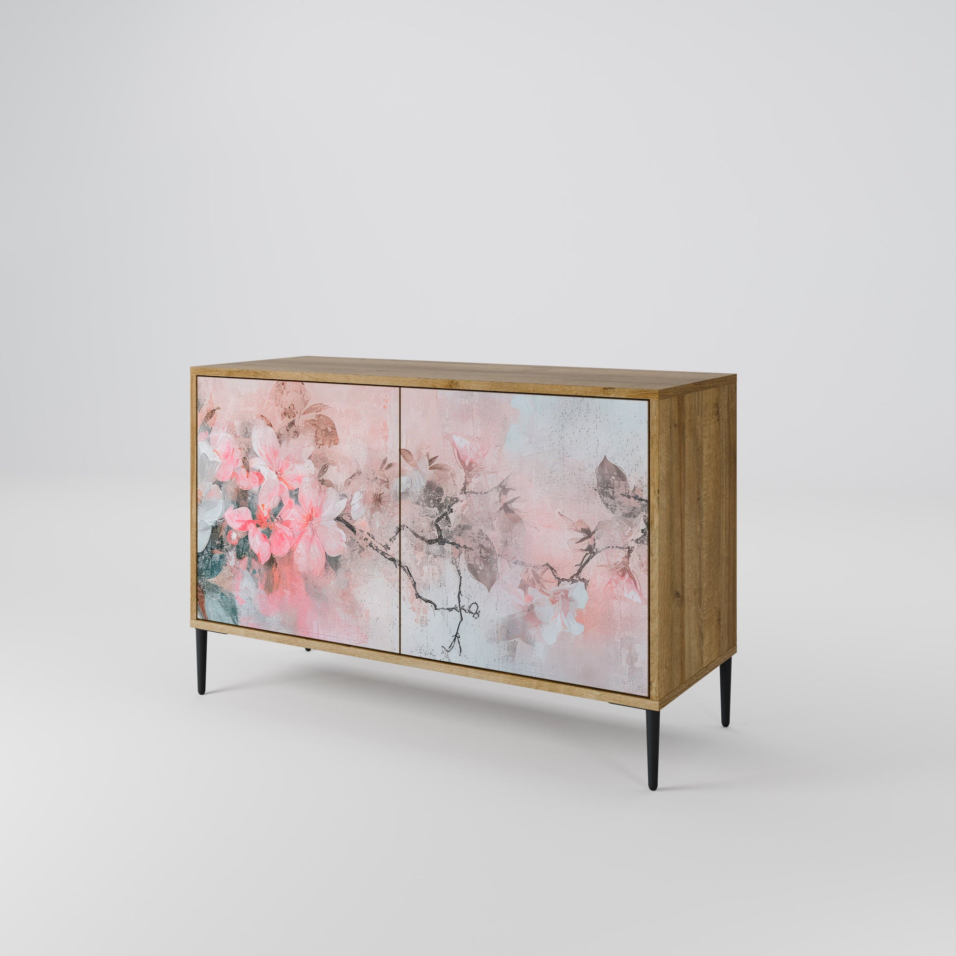 Buffet 2 portes CHERRY BLOSSOM effet chêne