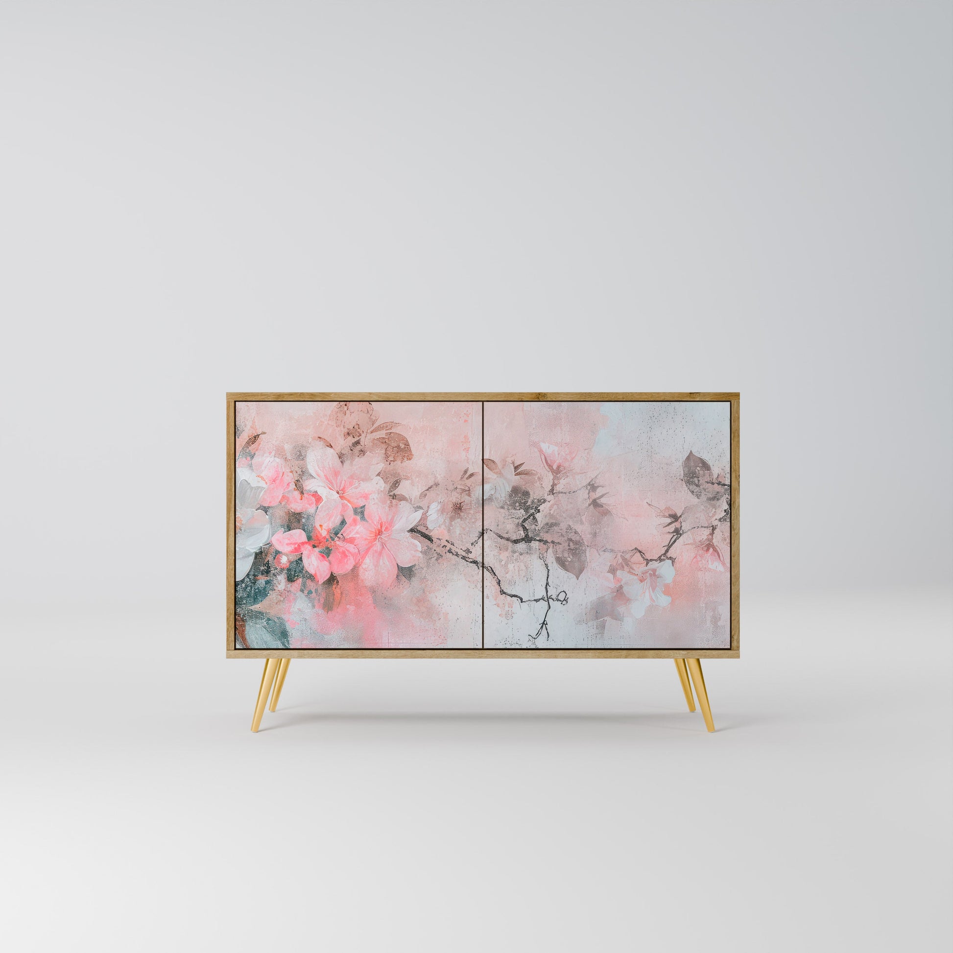 Buffet 2 portes CHERRY BLOSSOM effet chêne