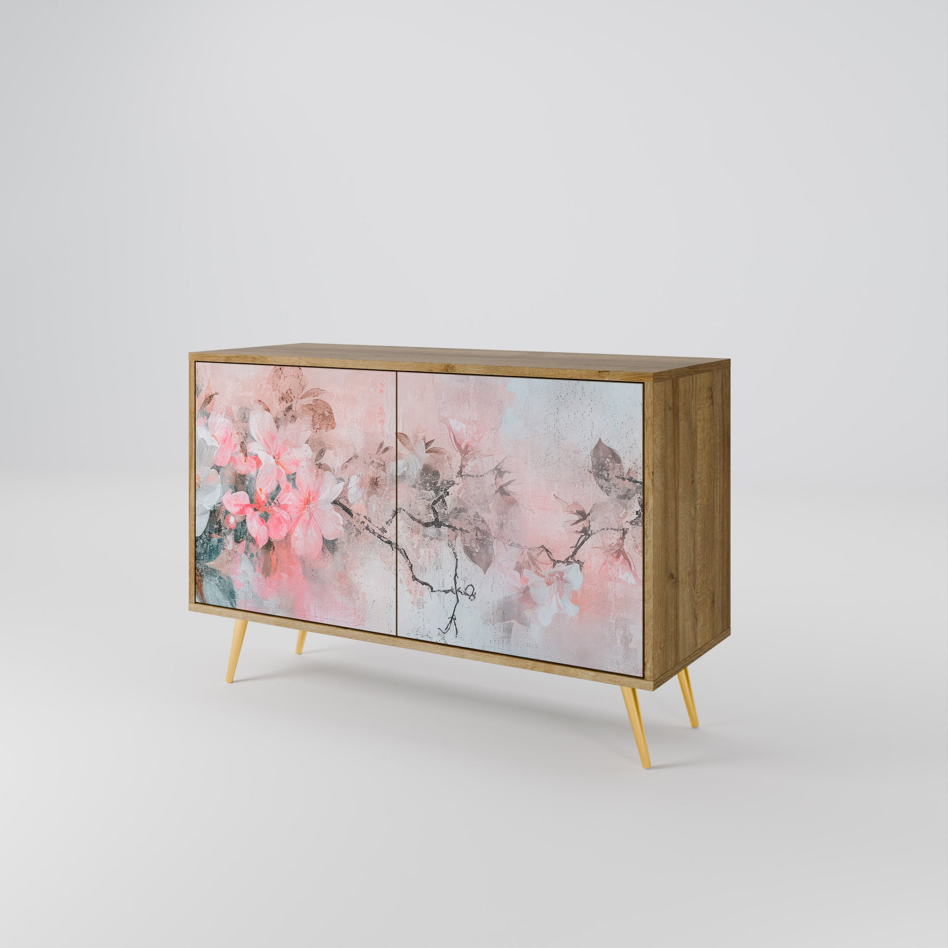 Buffet 2 portes CHERRY BLOSSOM effet chêne