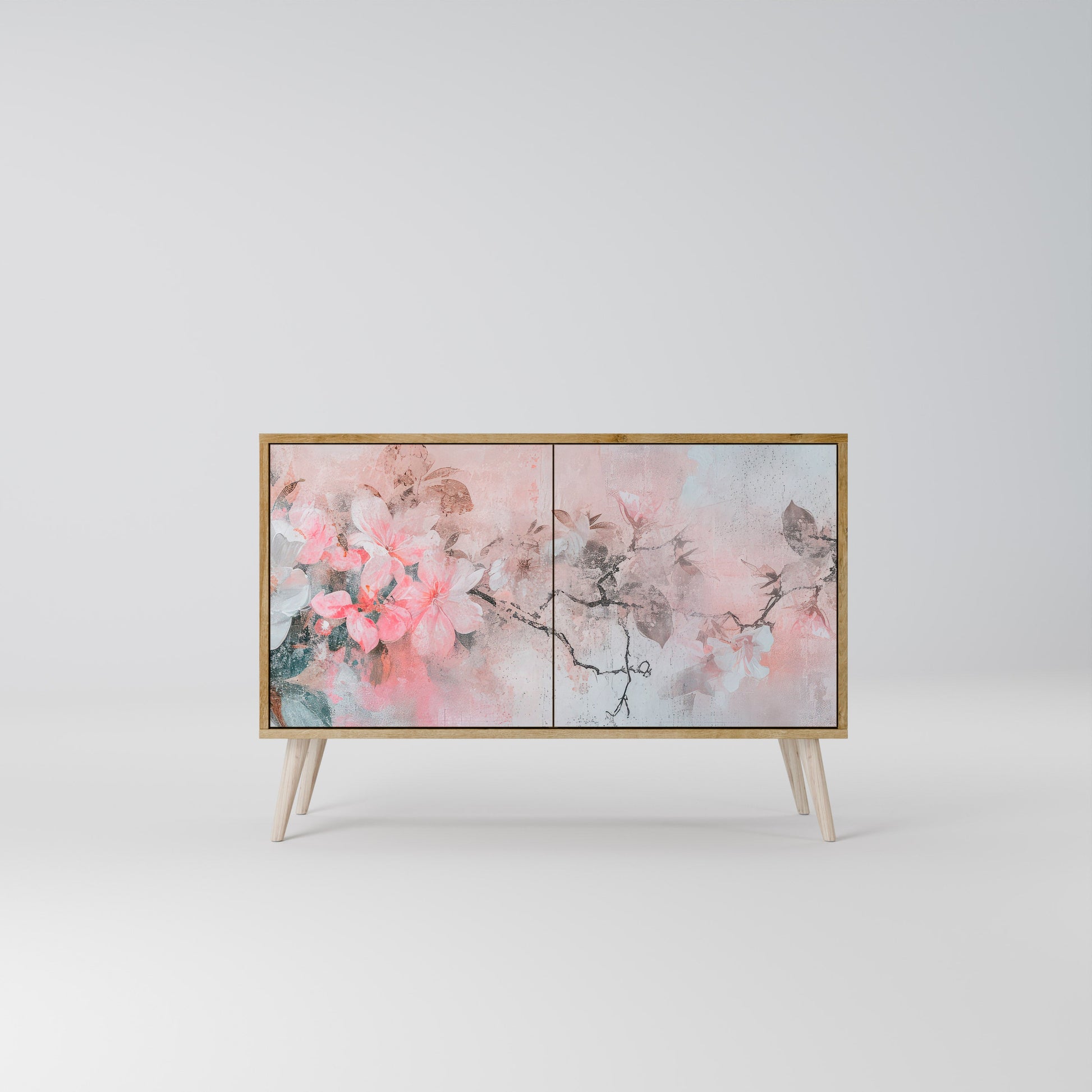 Buffet 2 portes CHERRY BLOSSOM effet chêne