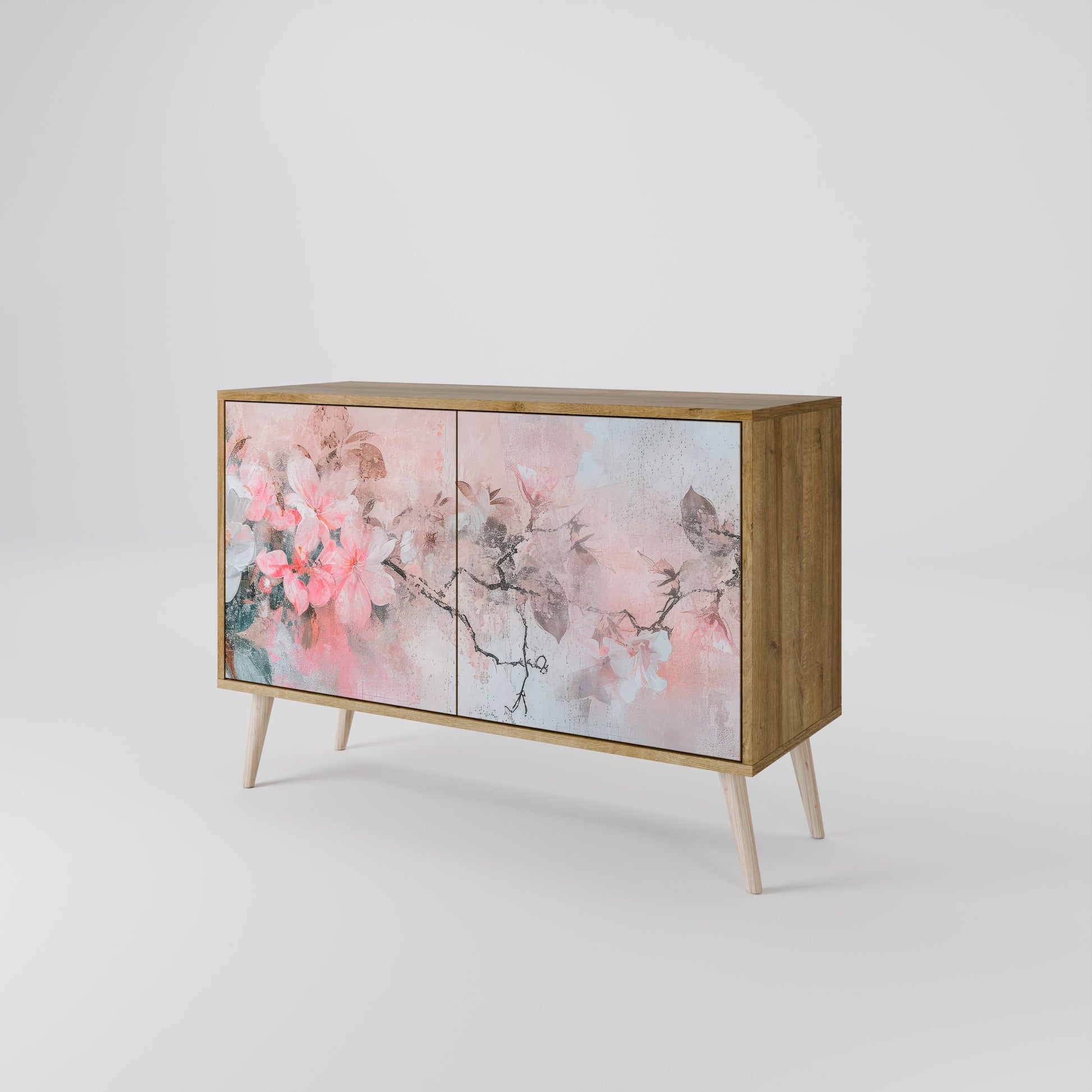 Buffet 2 portes CHERRY BLOSSOM effet chêne