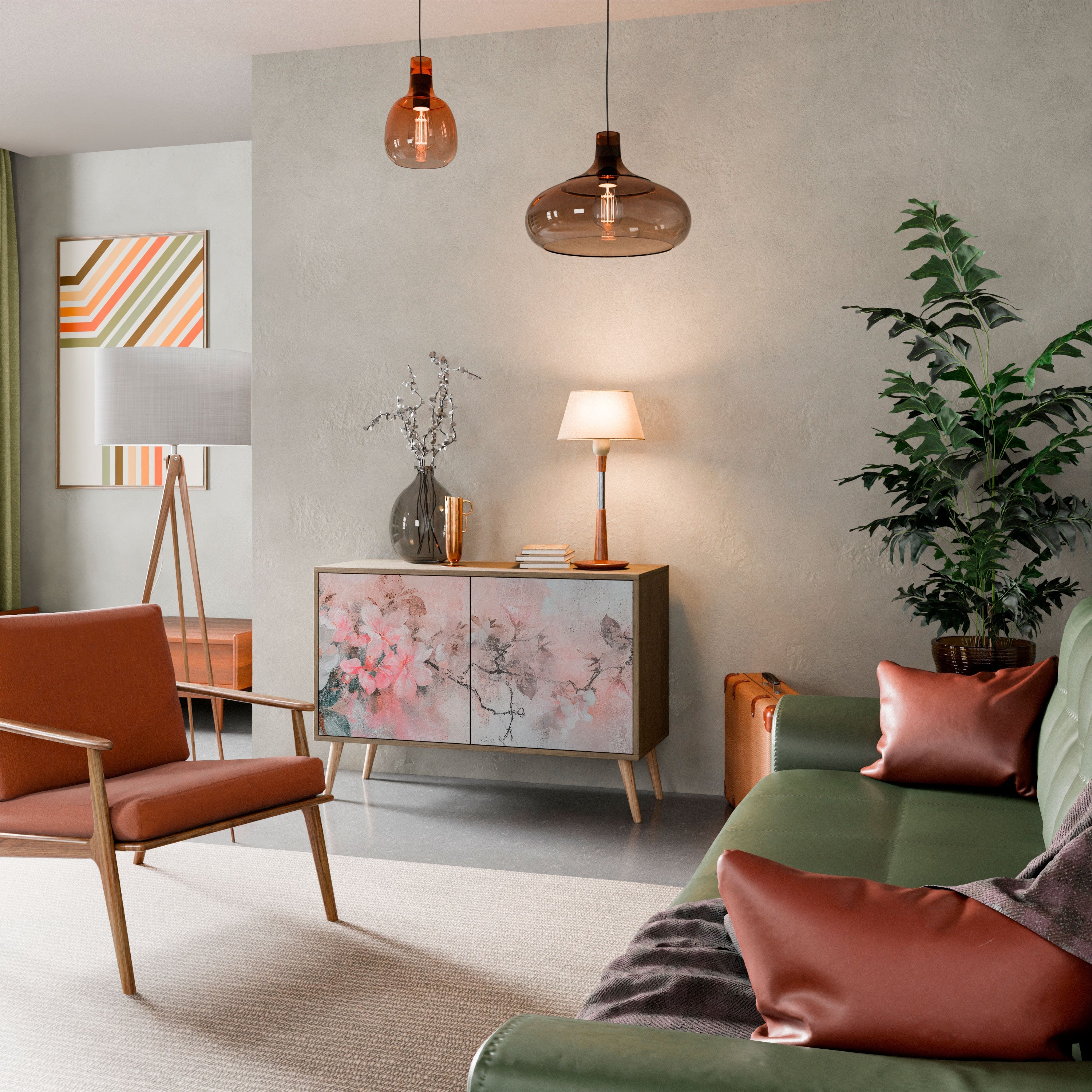 Buffet 2 portes CHERRY BLOSSOM effet chêne