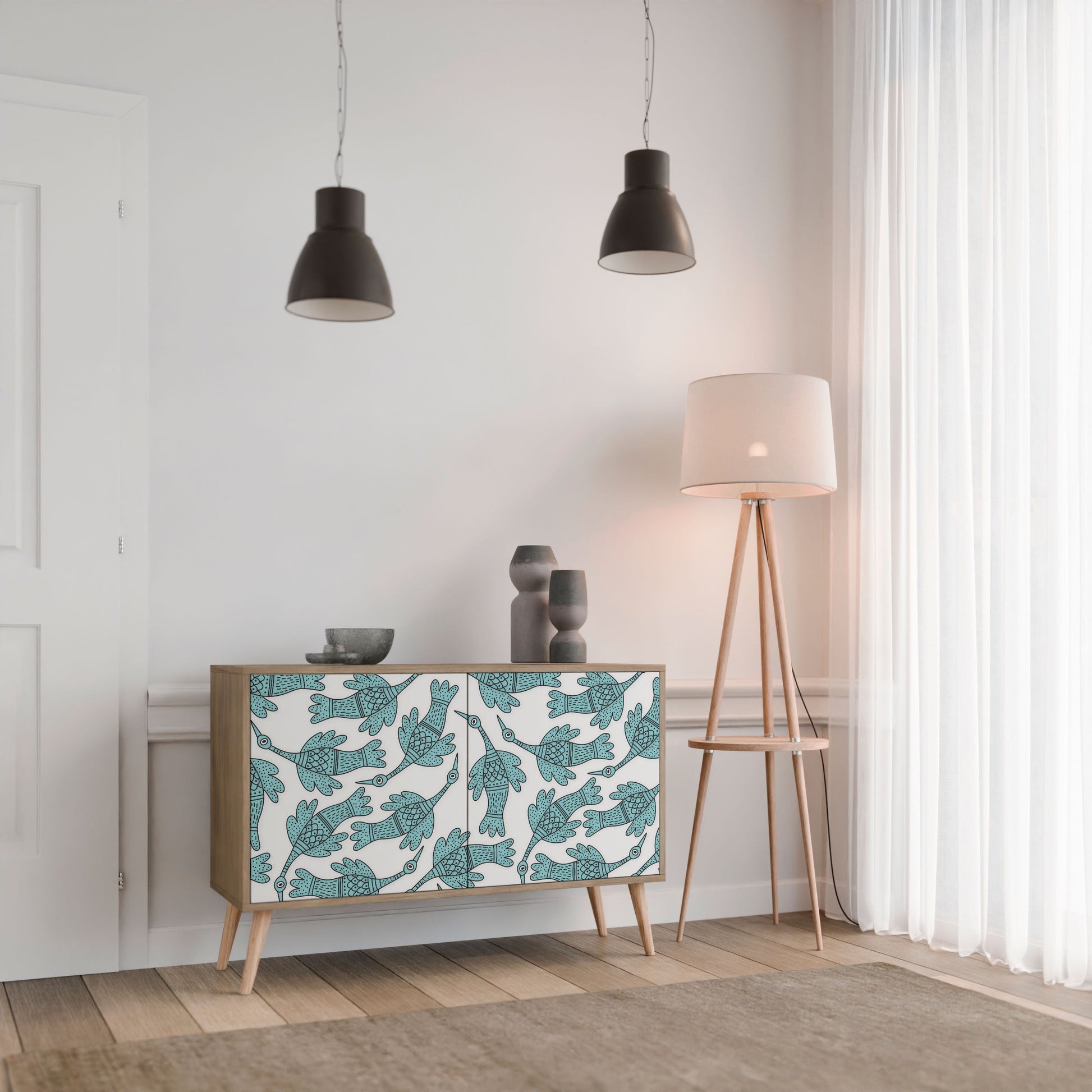 Buffet 2 portes WATERSPOUT SONGIBIRD effet chêne