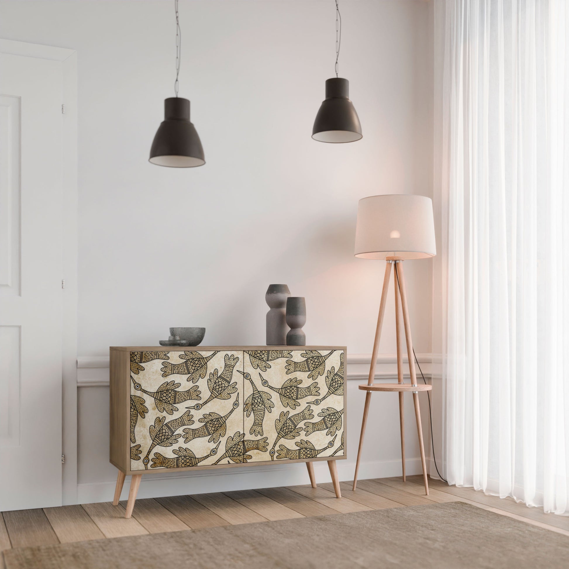 Buffet 2 portes ALMONDINE SONGBIRD effet chêne