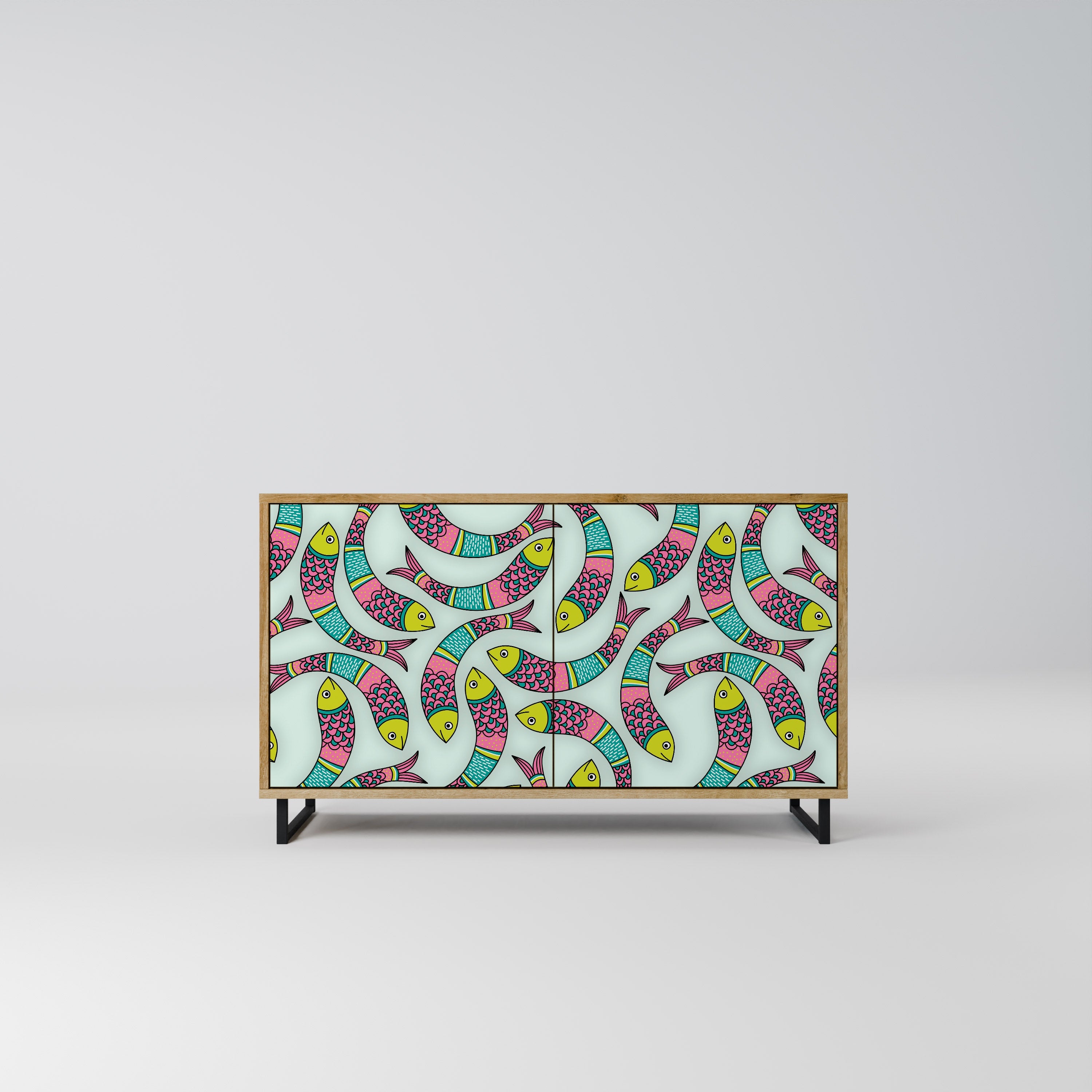 Buffet 2 portes INDIAN FISH effet chêne