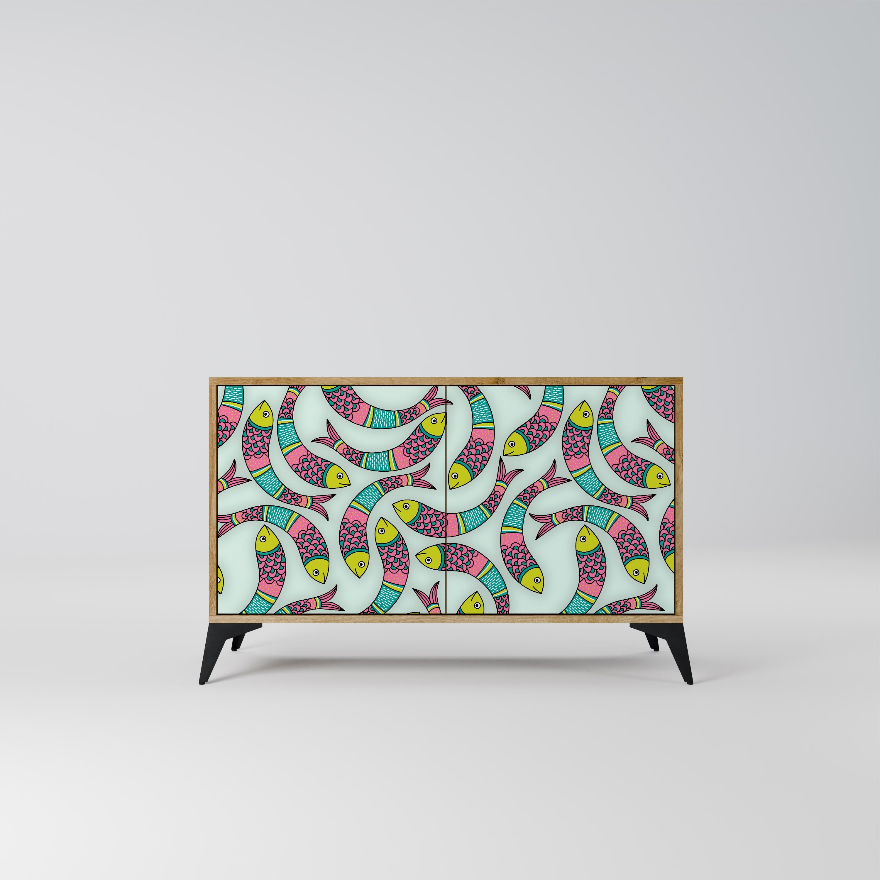 Buffet 2 portes INDIAN FISH effet chêne