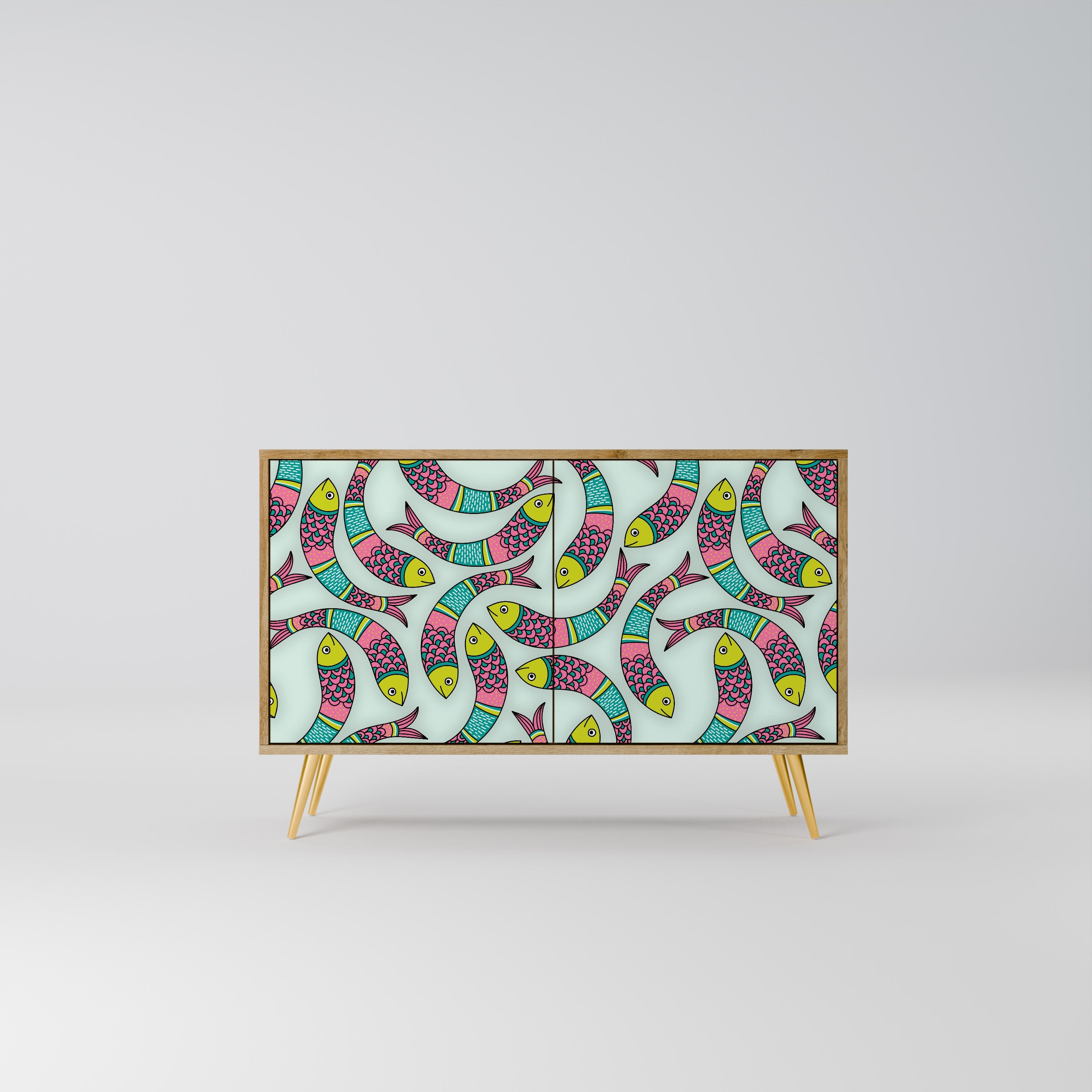 Buffet 2 portes INDIAN FISH effet chêne