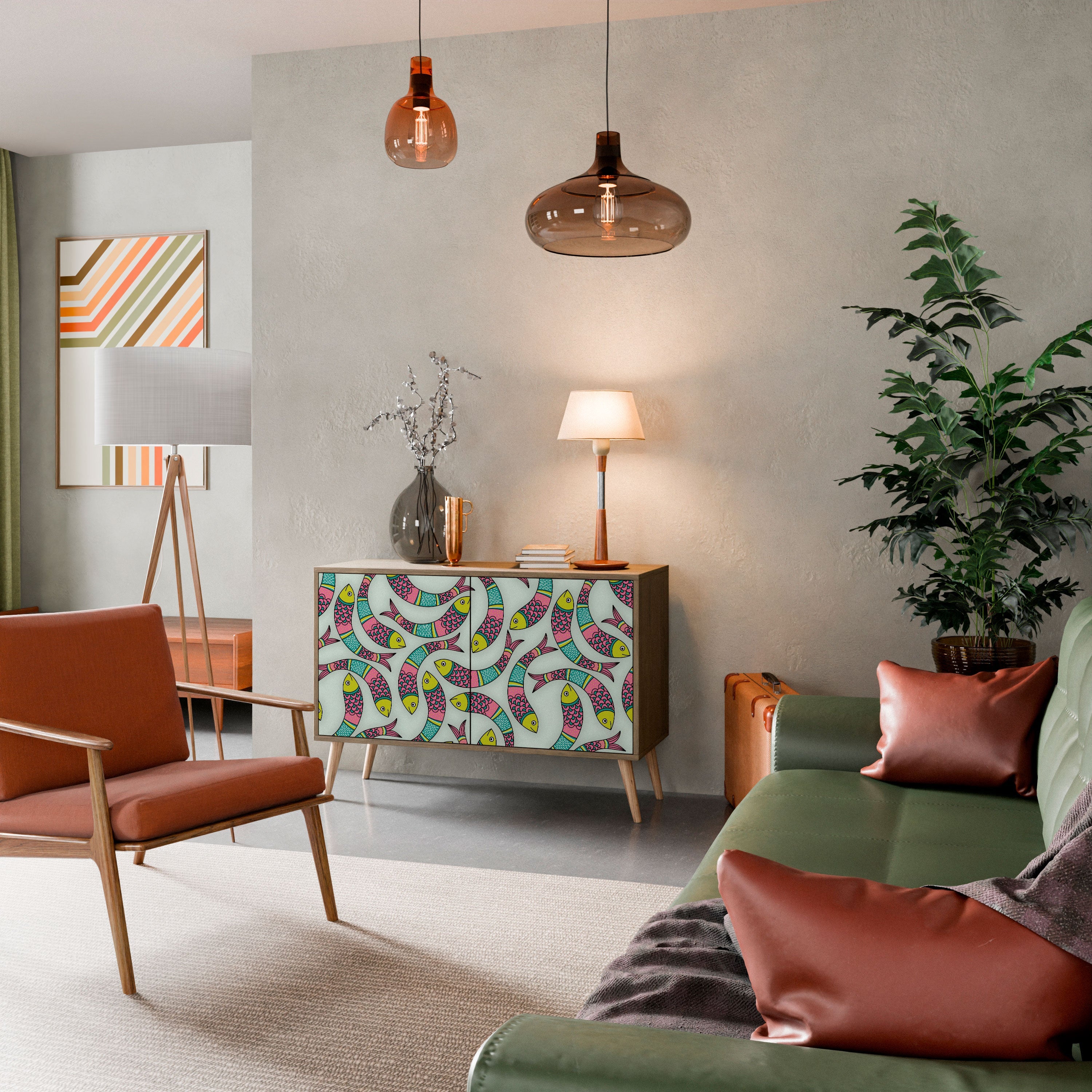 Buffet 2 portes INDIAN FISH effet chêne