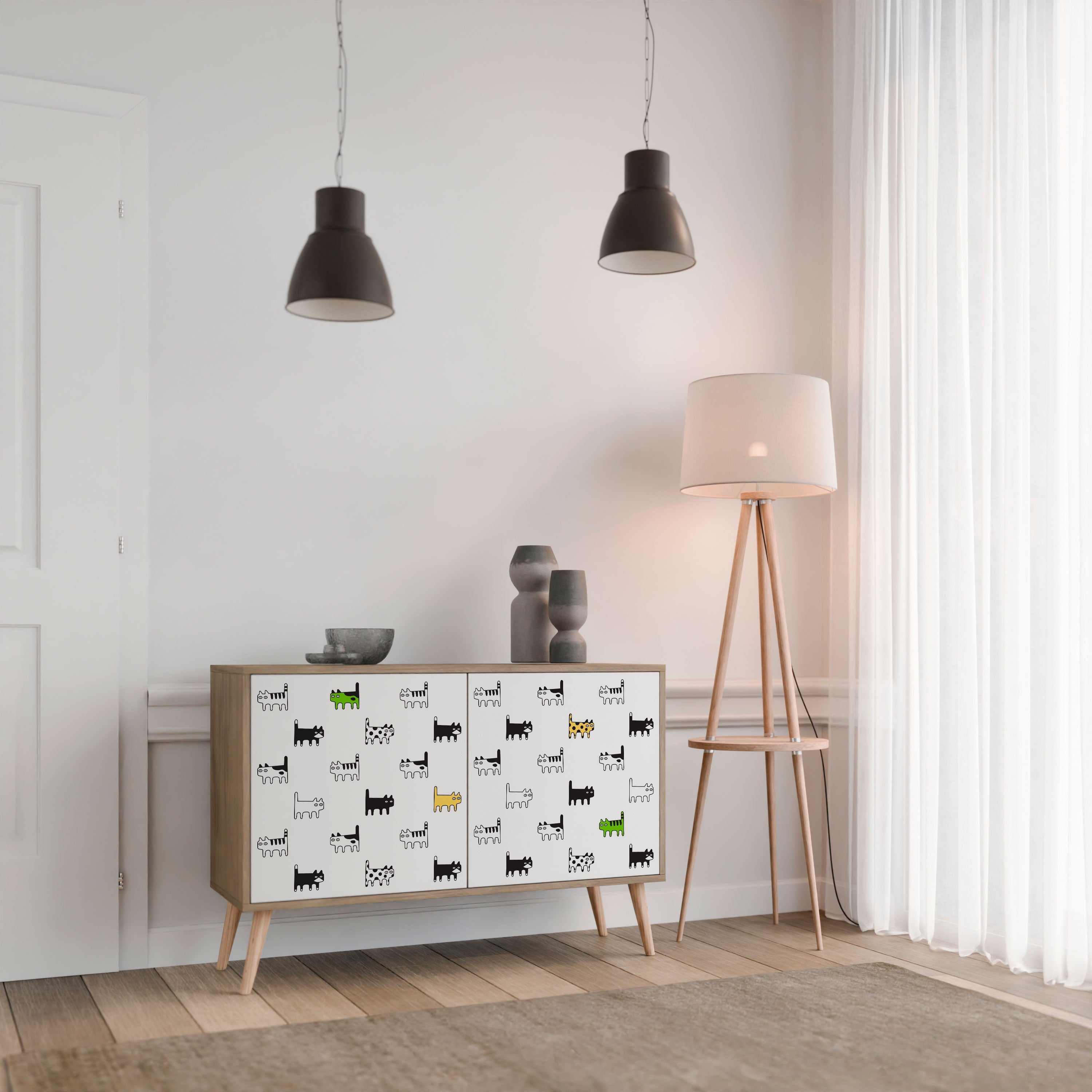 Buffet 2 portes effet chêne CATS COMPILATION