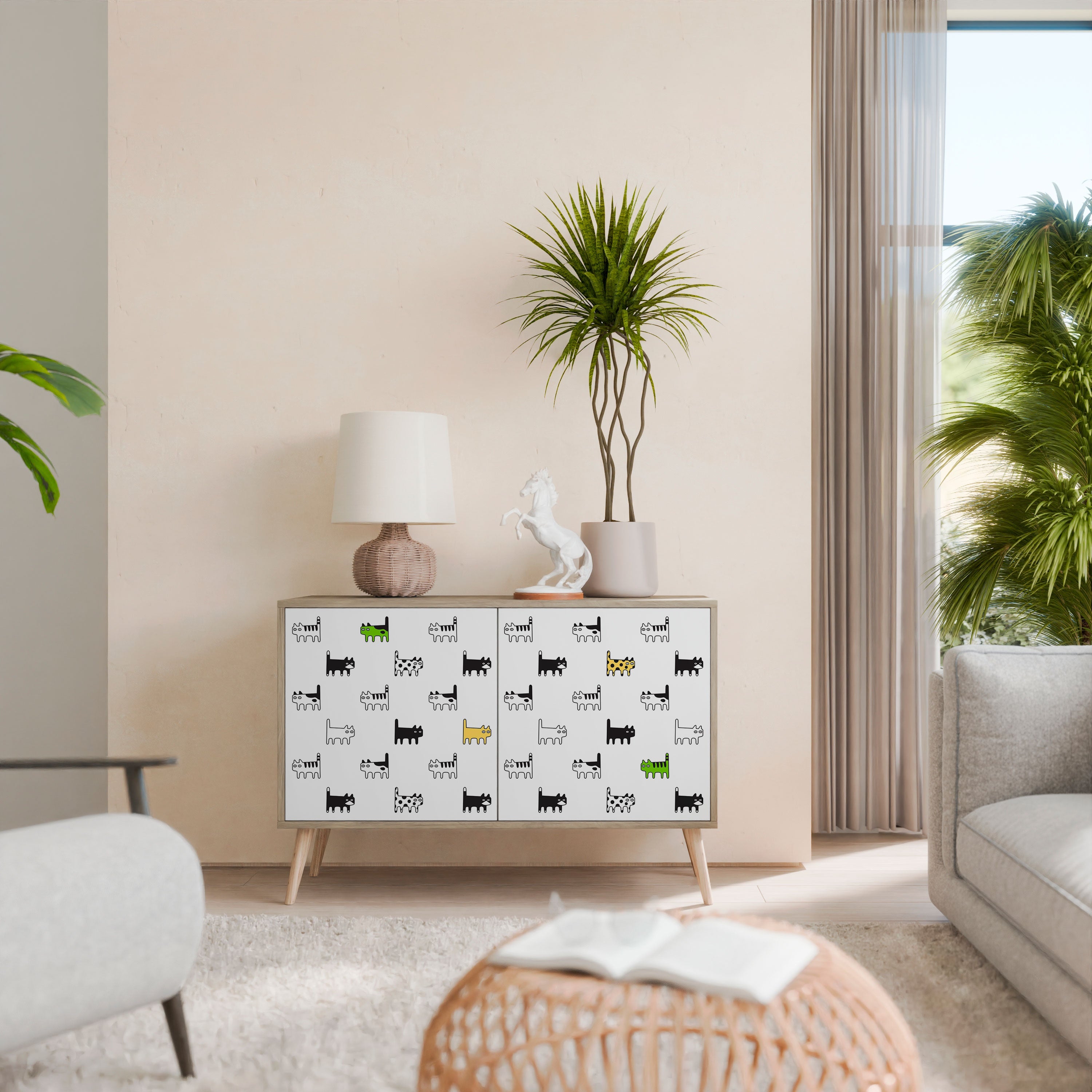 Buffet 2 portes effet chêne CATS COMPILATION