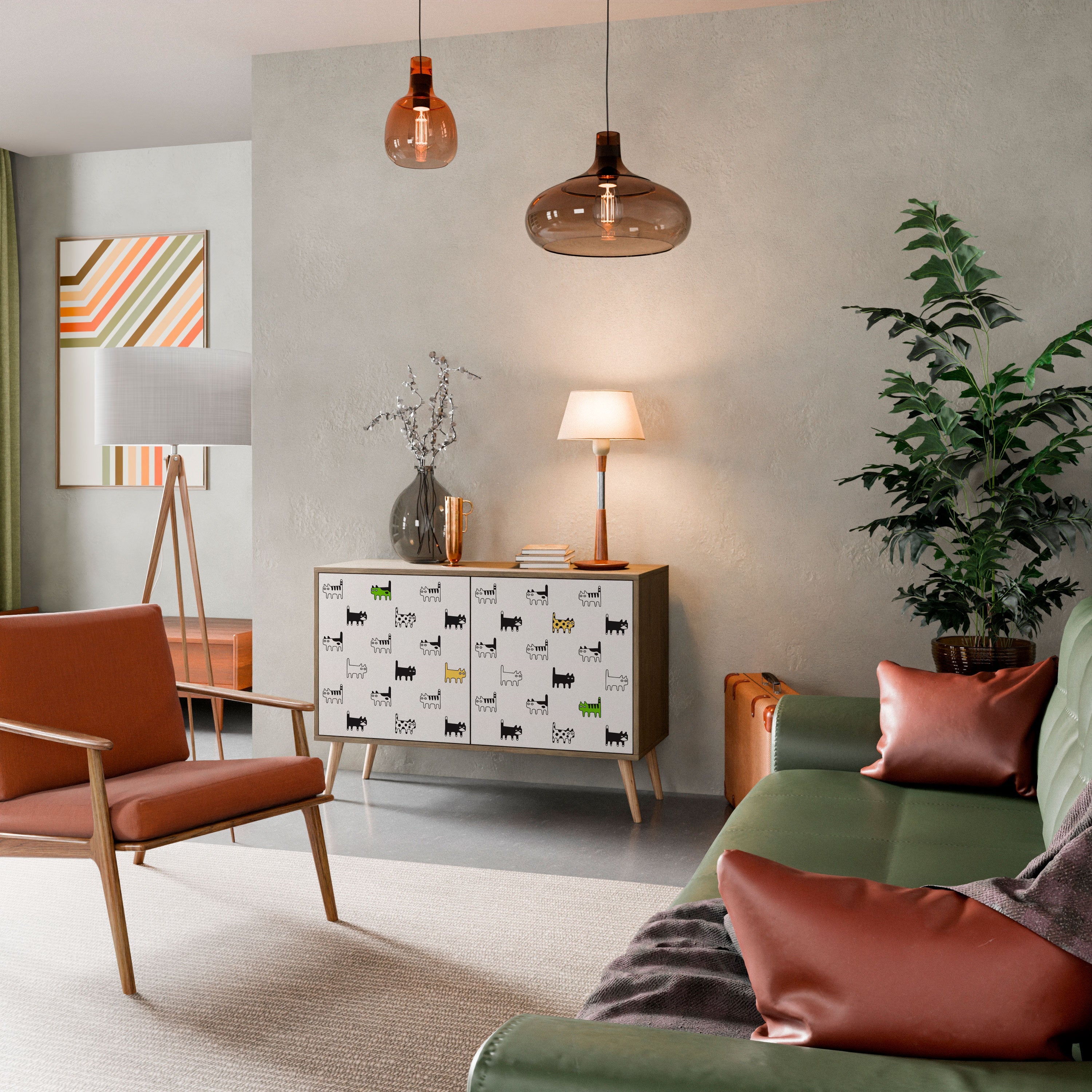 Buffet 2 portes effet chêne CATS COMPILATION